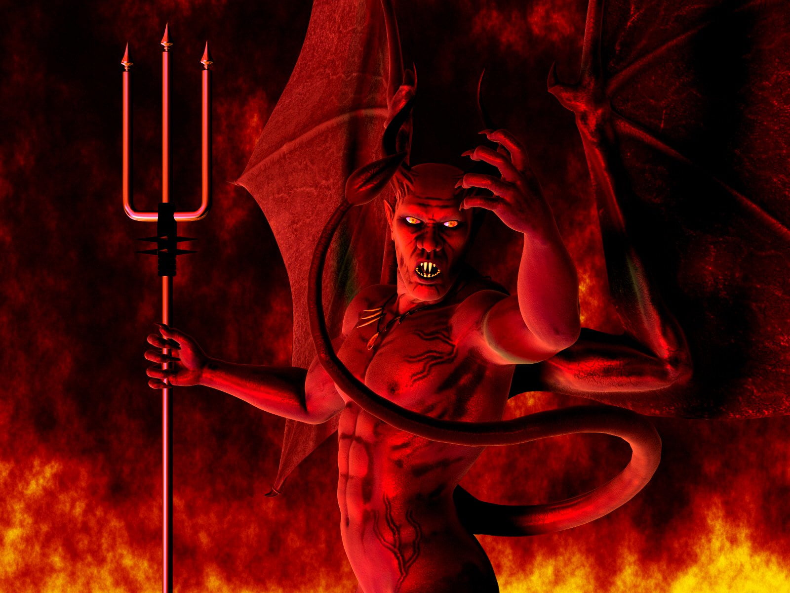 demon - fictional character, evil, digital, red, spooky, people, fantasy, mystery, celebration, aggression, bizarre, weapon, knife - weapon, spirituality, HD Wallpaper