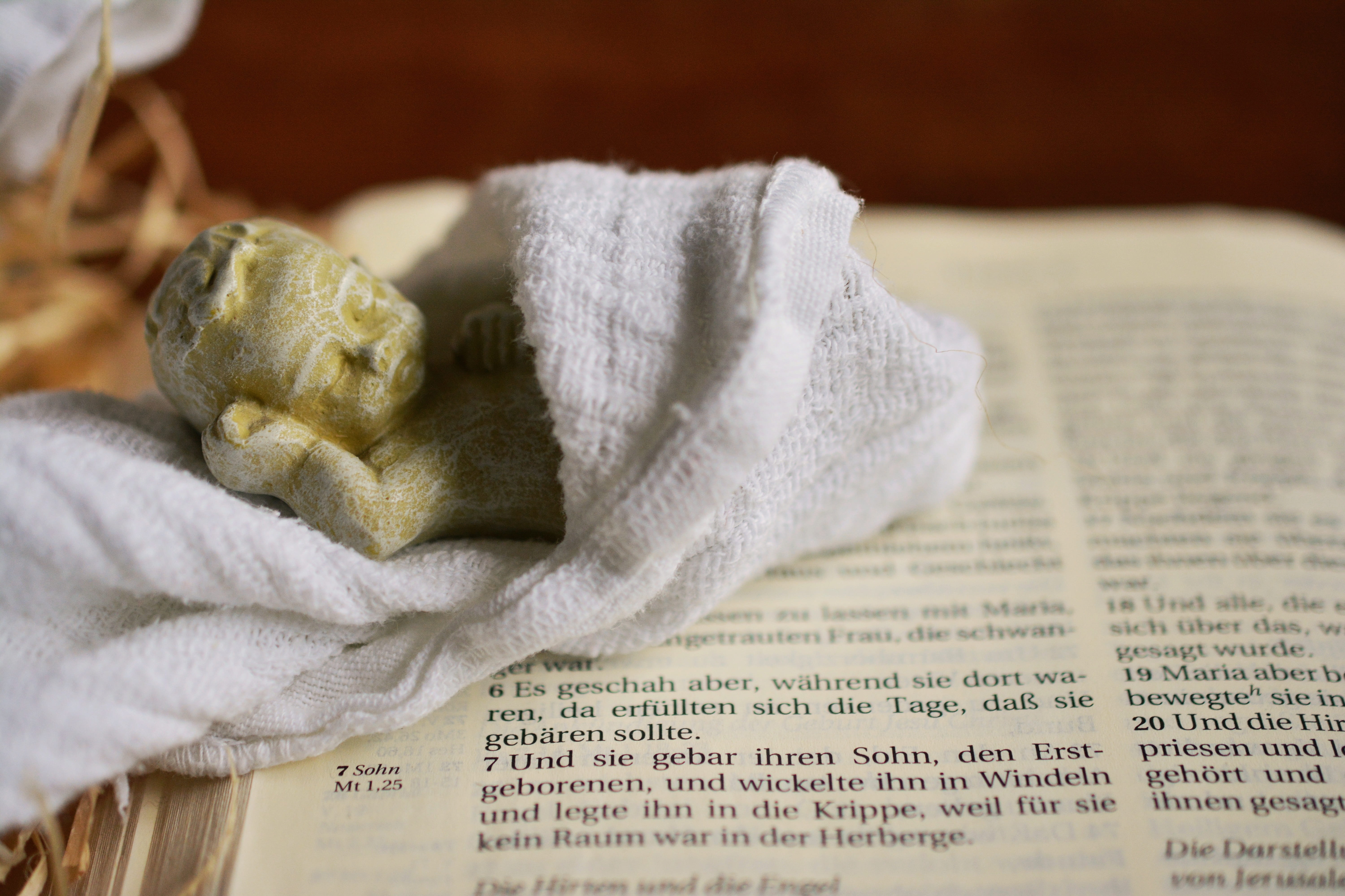 diaper, focus on foreground, figurine, santon, newspaper, food and drink, no people, christ, christmas time, food, still life, 5K, christmas eve, jesus birth, HD Wallpaper