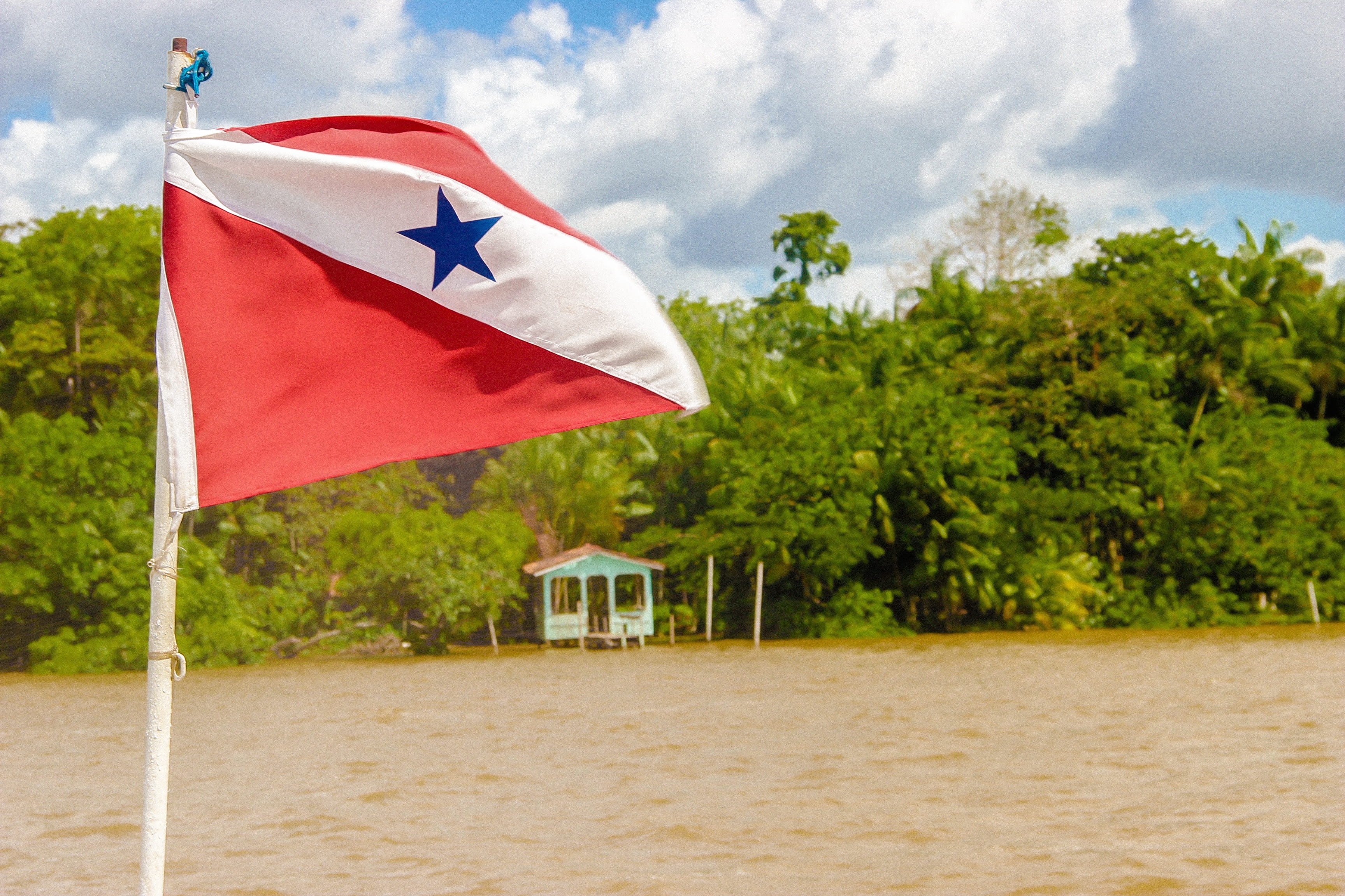 summer, no people, outdoors, wind, flag, land, water, plant, 2K, cloud - sky, patriotism, pará, brazil, tree, environment, nature, red, beach, sky, bethlehem, HD Wallpaper