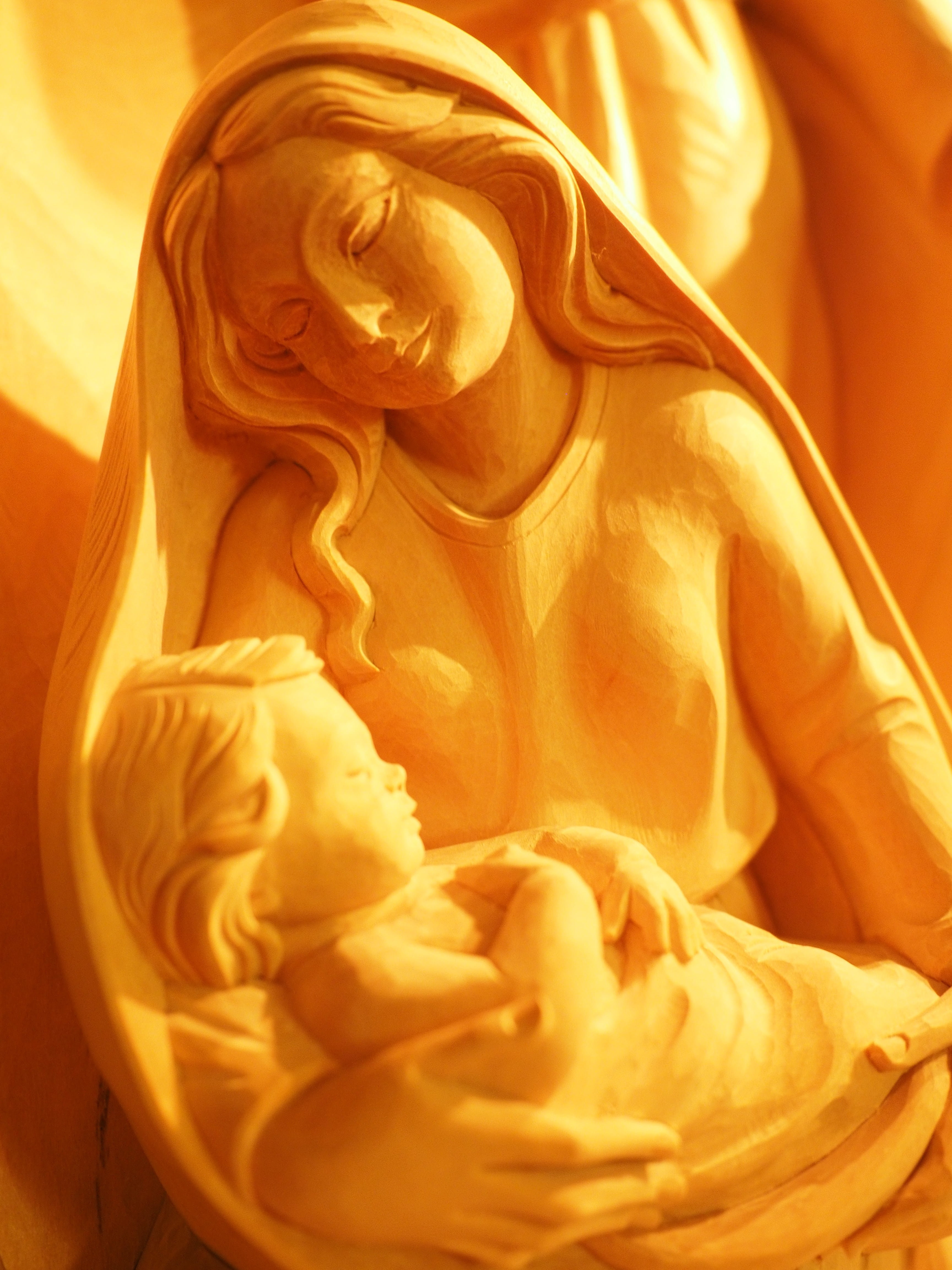 statue, christianity, spirituality, orange color, creativity, art and craft, representation, church, male likeness, sculpture, no people, belief, santon, Phone HD Wallpaper