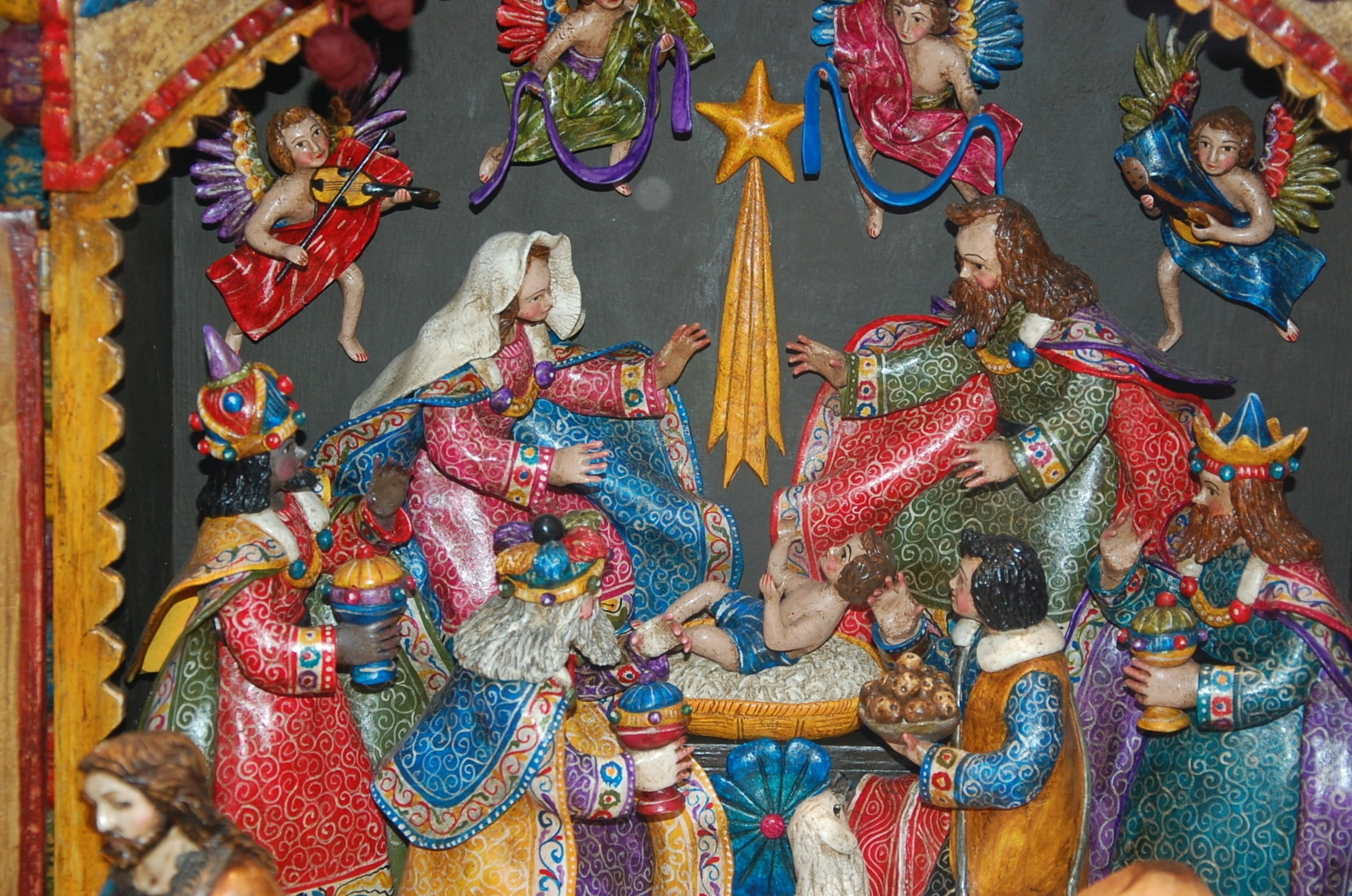 stall, day, human representation, joseph, maria, christmas crib figures, art and craft, retail, no people, 1080P, market stall, bethlehem, business, colorful, HD Wallpaper