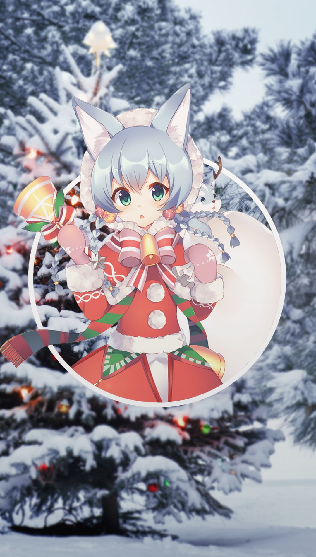 snow, outdoors, holiday, anime, Christmas, nature, christmas tree, decoration, winter, holiday - event, 720P, event, christmas decoration, snowman, no people, Phone HD Wallpaper