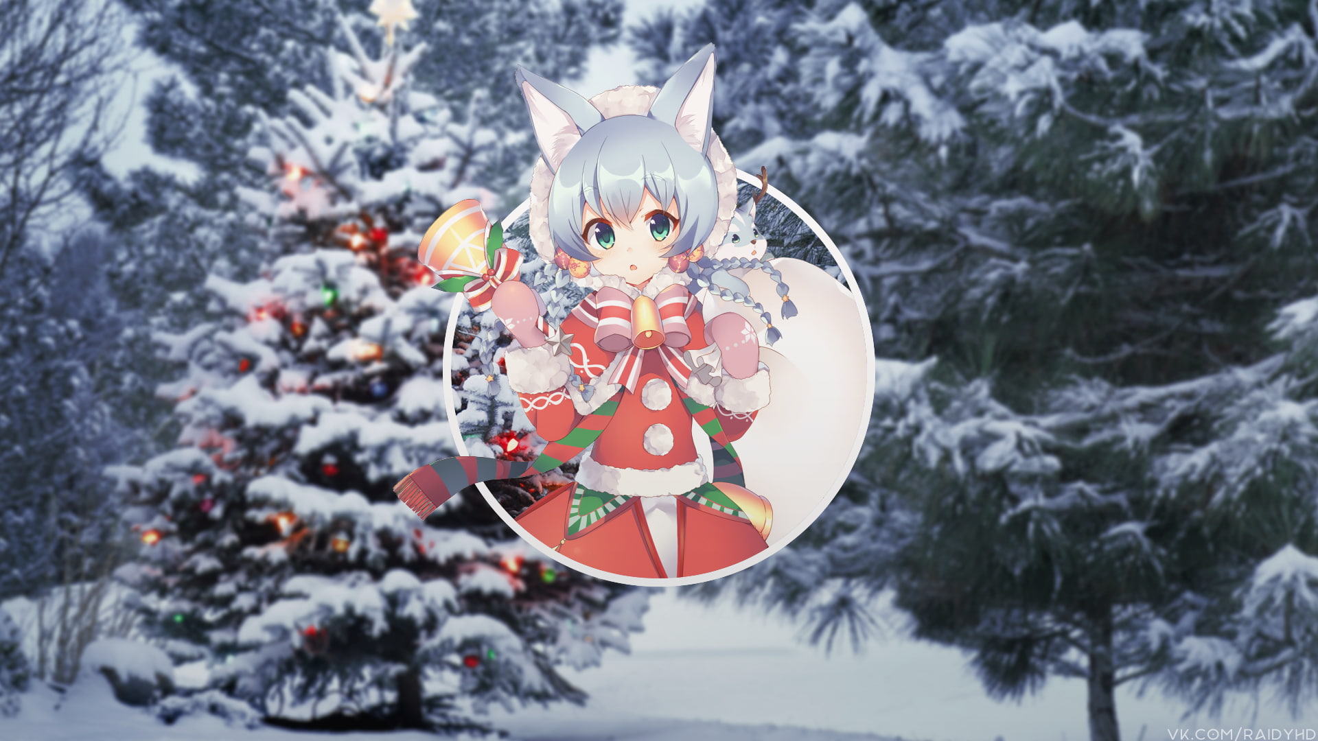 nature, winter, human representation, holiday, anime, day, close-up, tree, celebration, christmas ornament, anime girls, christmas decoration, representation, HD Wallpaper