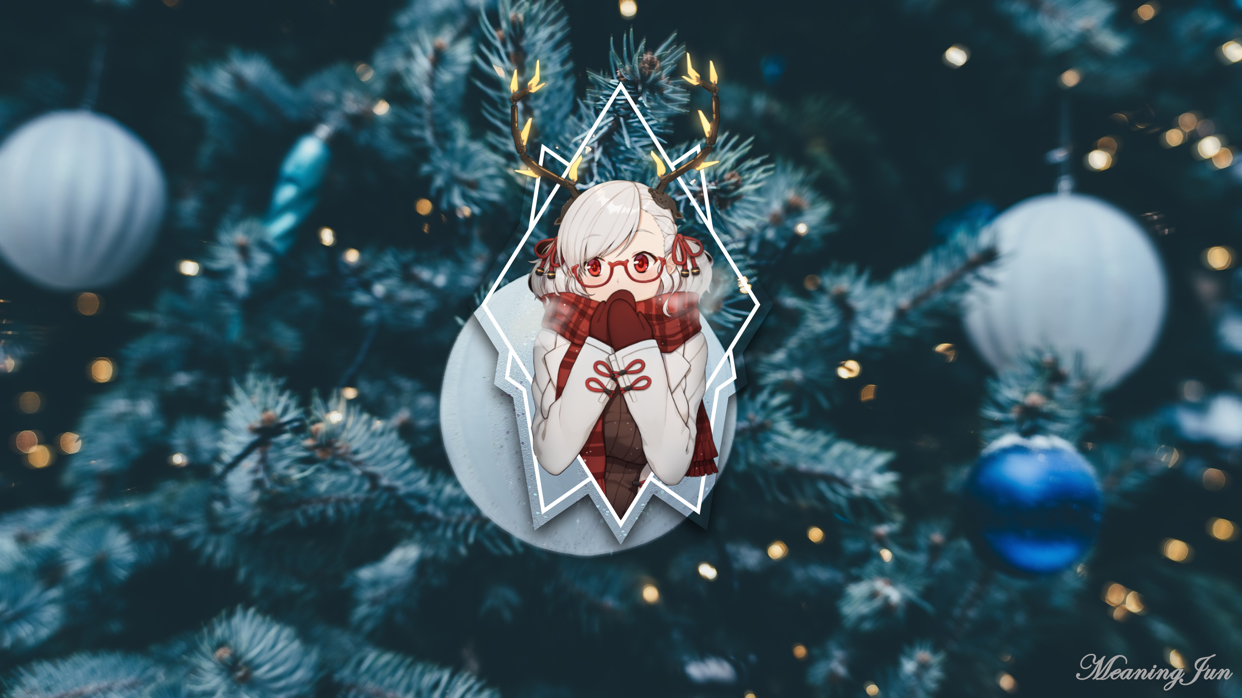 Christmas, MeaningJun, 2K, 2D, anime girls, anime, picture-in-picture, HD Wallpaper