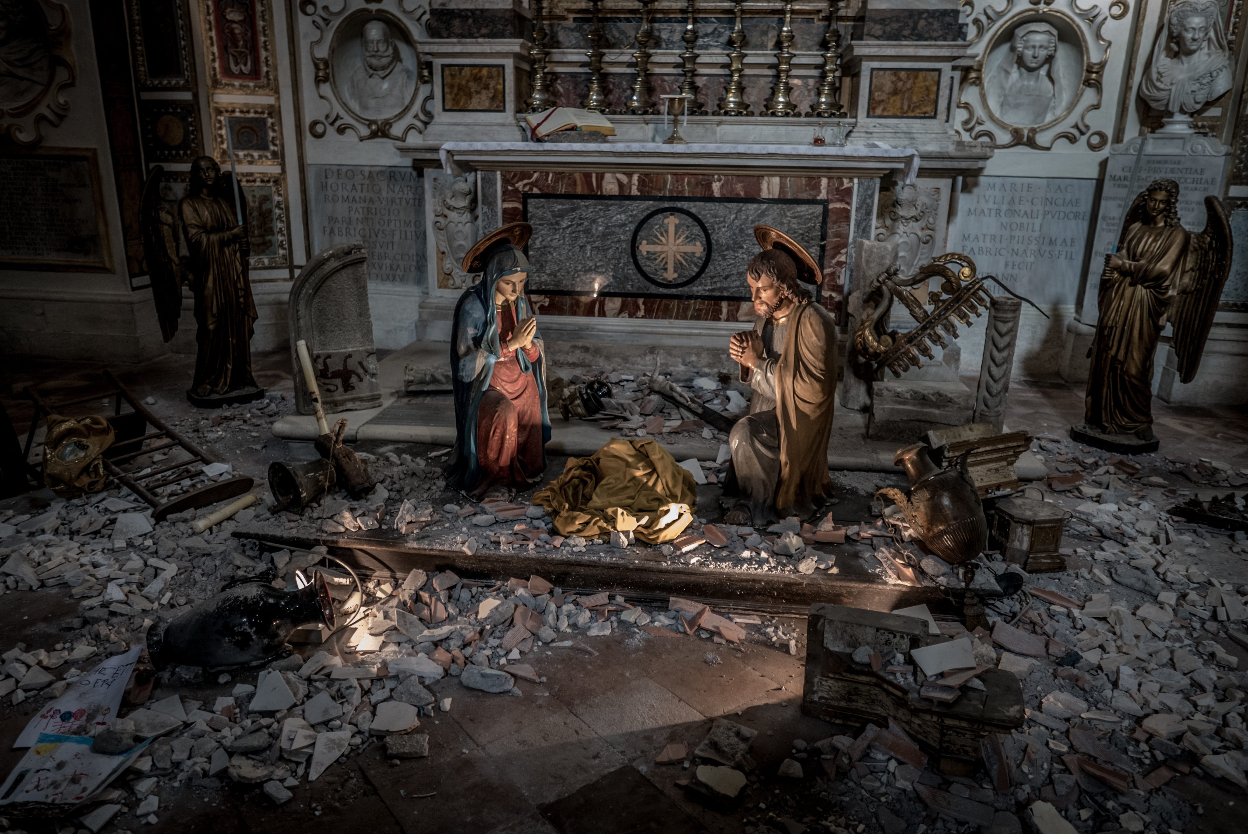 family, two people, scene, Christ, burning, adult, art and craft, indoors, mary, fire, representation, joseph, christian, building, real people, full length, HD Wallpaper