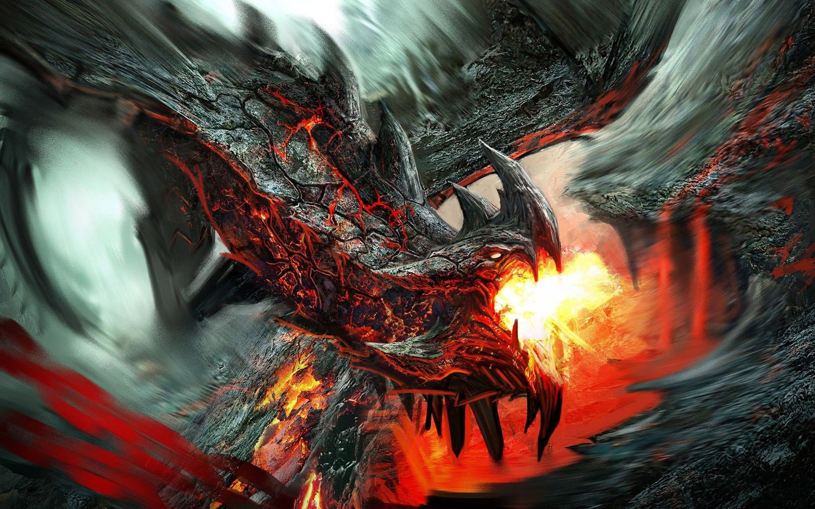 beauty in nature, nature, fire, motion, black, textured, flowing, flame, backgrounds, heat - temperature, dragon, glowing, rock - object, digital, 720P, HD Wallpaper