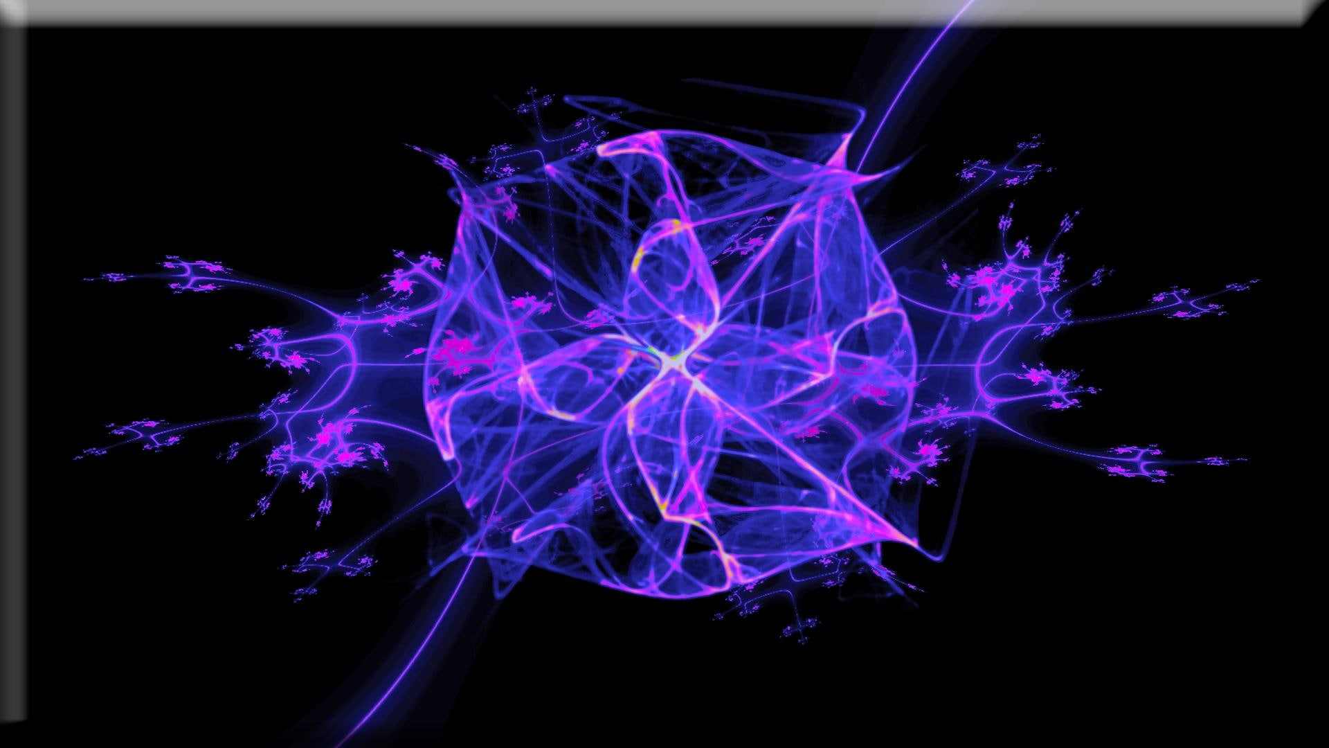 fractals, black, 3d and abstract, abstracts, abstract, fractal, 1080P, purple, HD Wallpaper