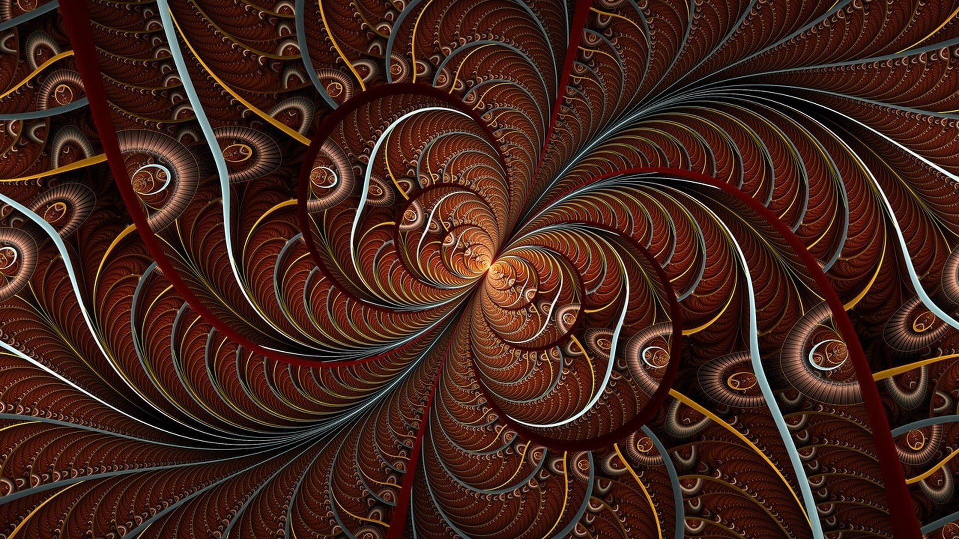 shape, red, ornate, circle, pattern, brown, backgrounds, abstract, fractal, design, art and craft, close-up, textured, floral pattern, digital, no people, HD Wallpaper