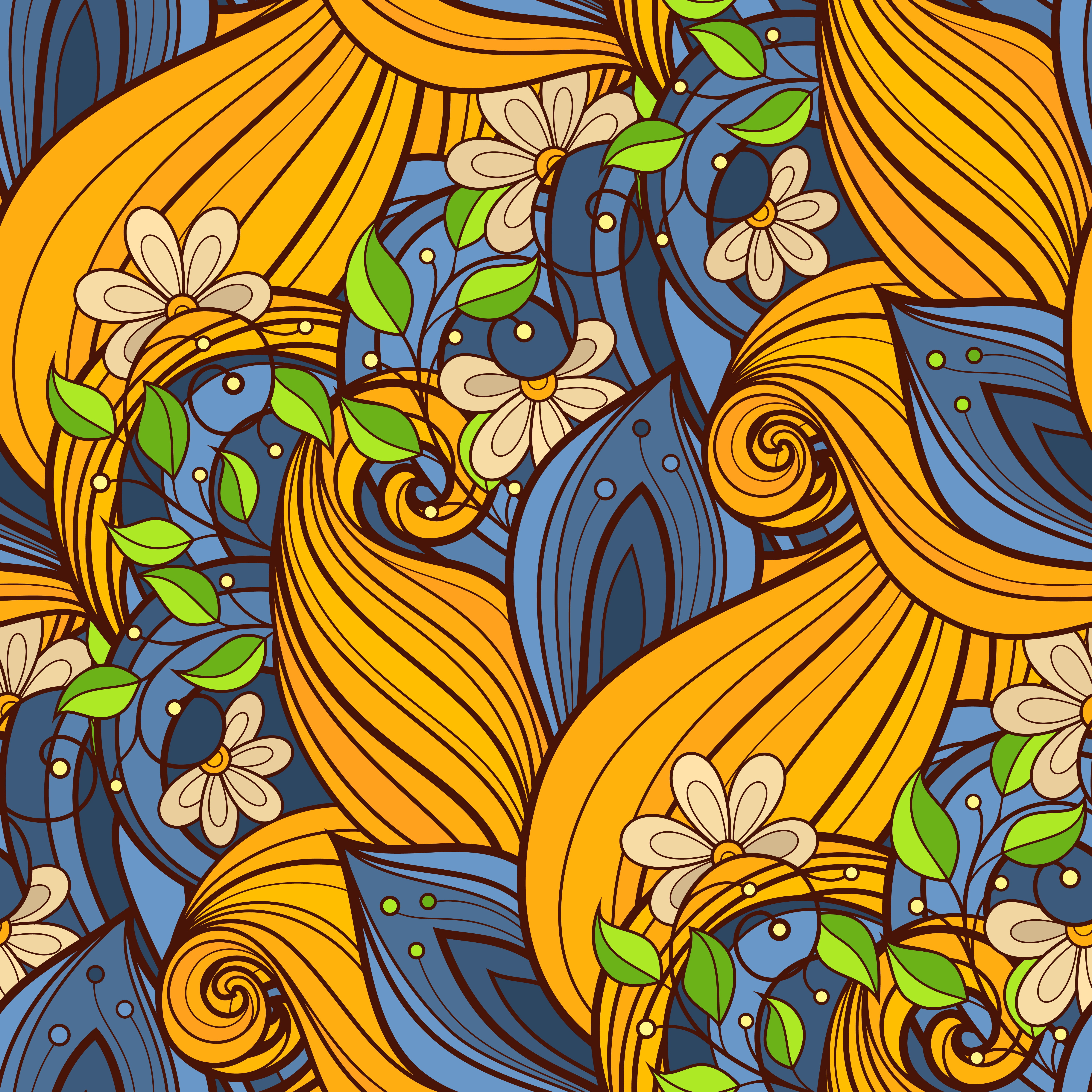 5K, texture, Floral, Paisley, background, Pattern, Phone HD Wallpaper