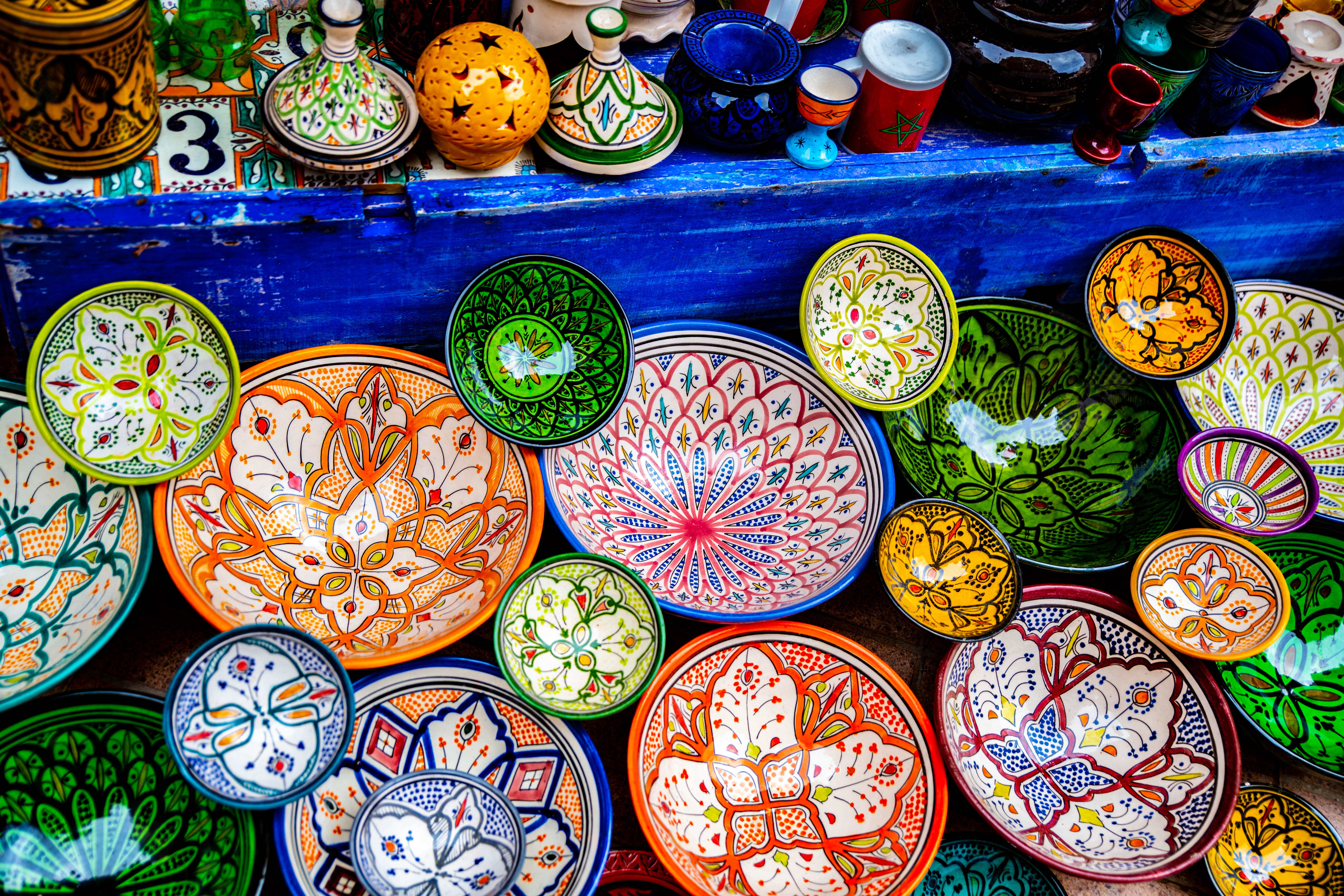 pot, building, porcelain, art and craft, tower, art, saucer, crockery, platter, 8K, ceramics, dish, meal, floral pattern, mosaic, clock tower, ornate, HD Wallpaper