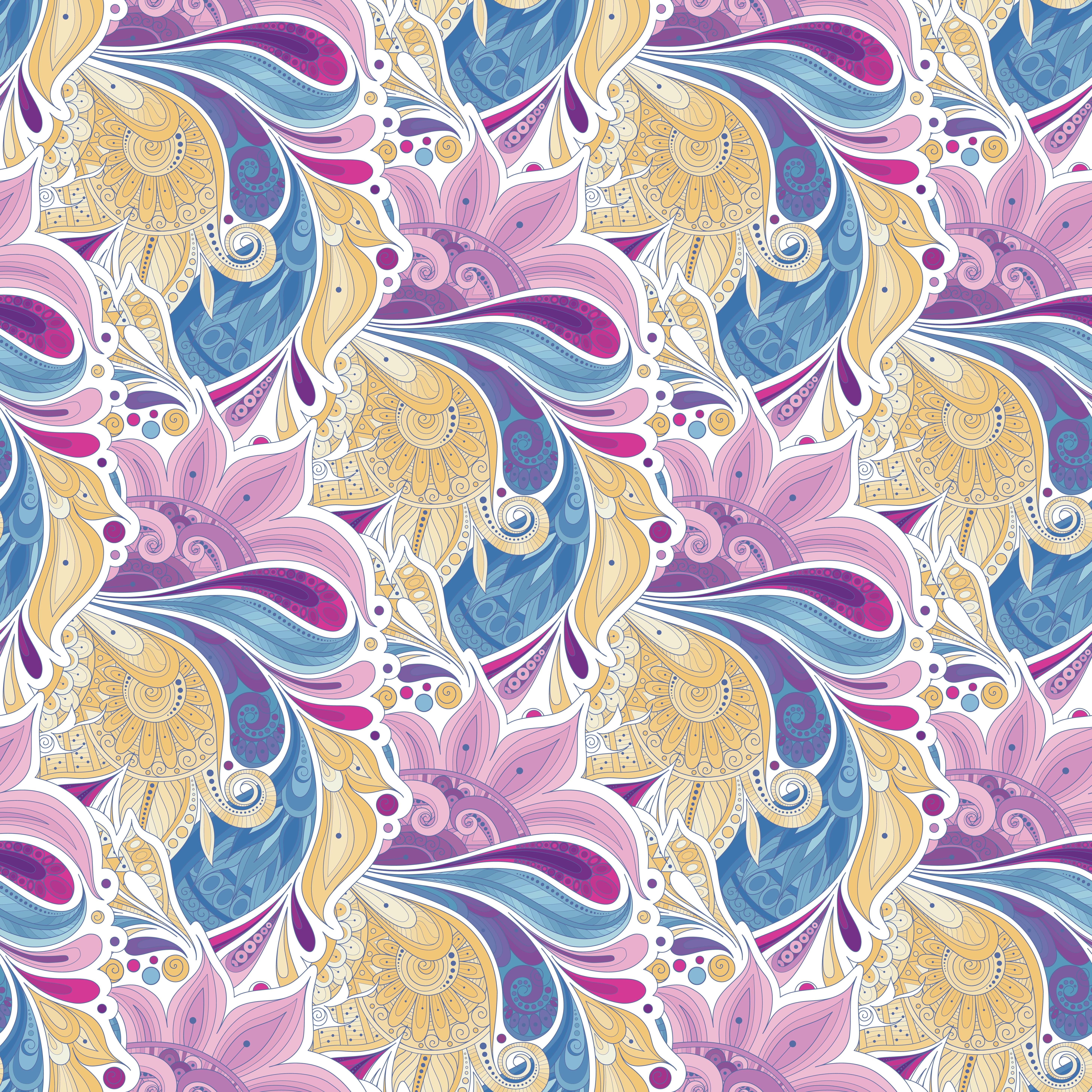 flowers, 5K, pattern, style, texture, seamless, Paisley, vector, garden, floral, Phone HD Wallpaper