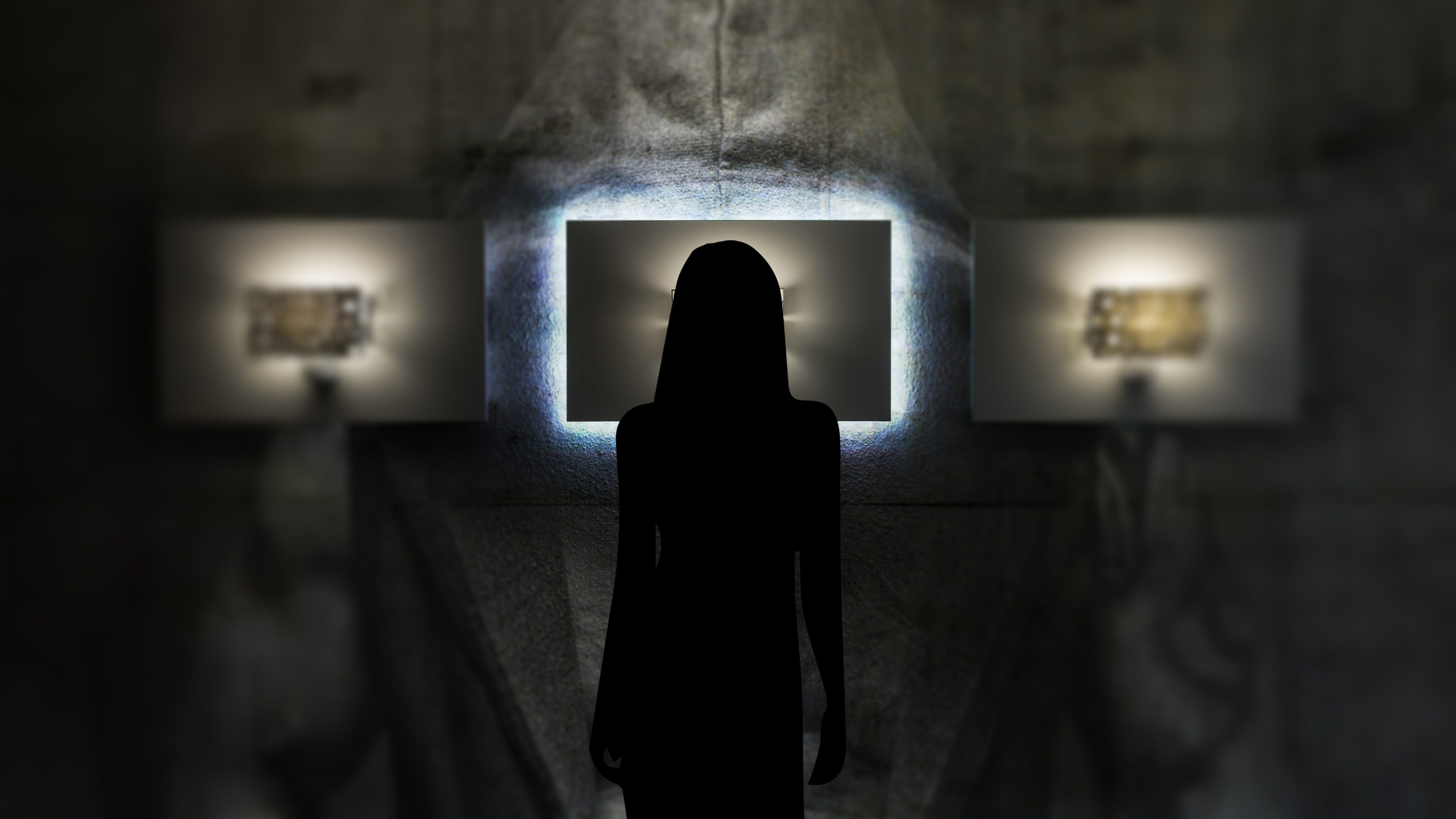 standing, background, diversity, wall lights, lighting, architecture, mystery, leisure activity, adult, representation, women, 3d printer, artwork, interior design, HD Wallpaper