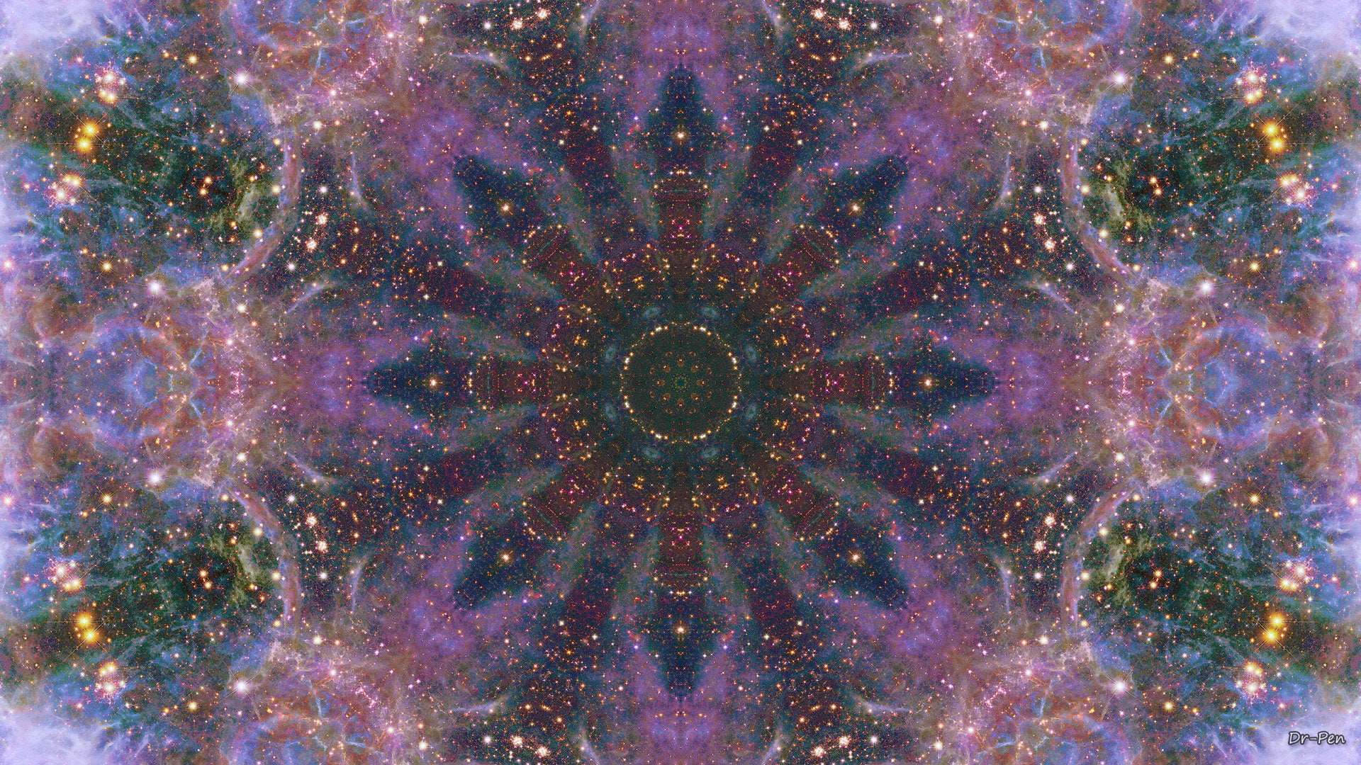 Space, Artistic, 1080P, Mandala, Galaxy, Digital Art, Pattern, Abstract, Manipulation, HD Wallpaper