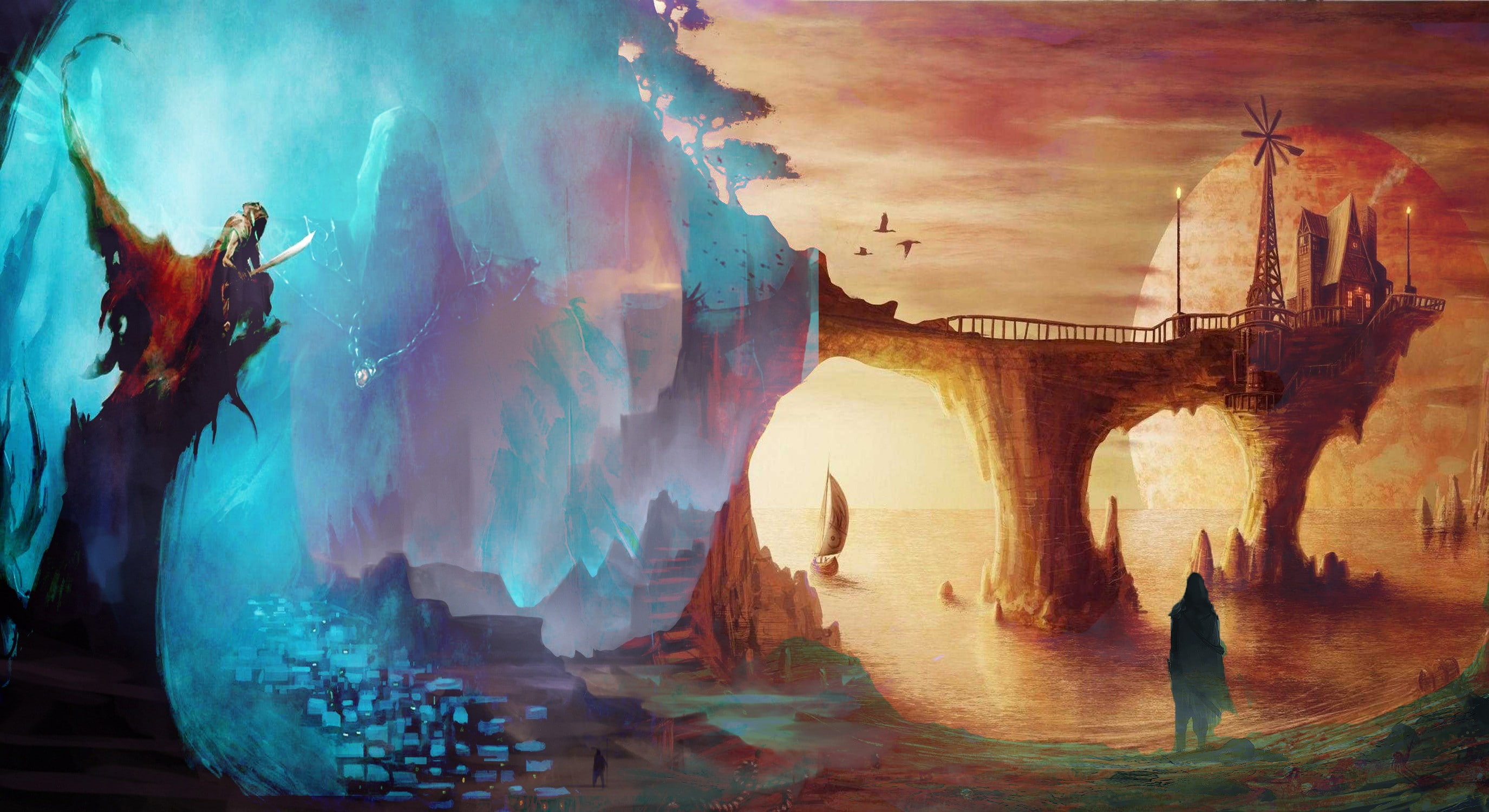 Imagine FX, colorful, 2K, hero, bridge, space, HD Wallpaper
