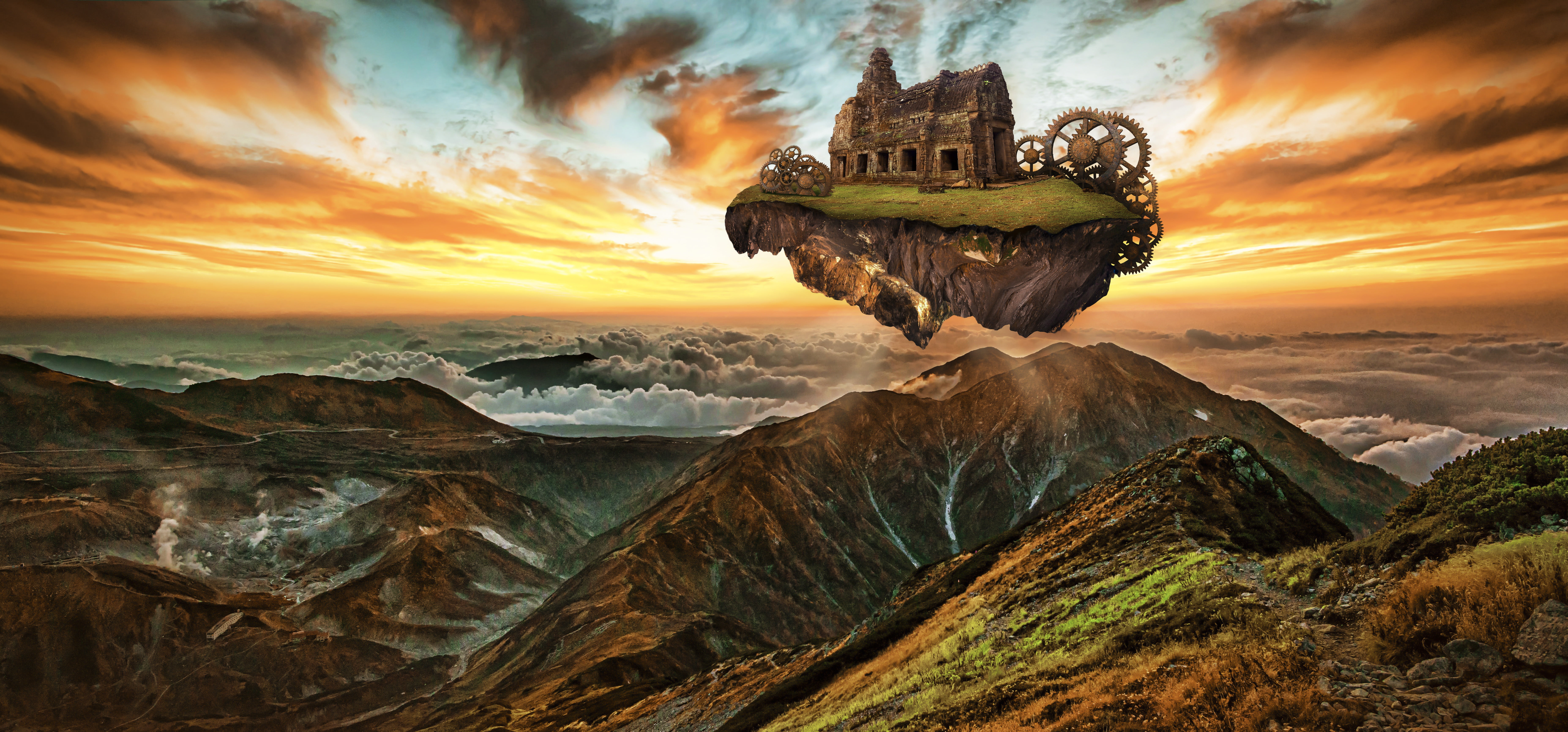 summer, land, dramatic sky, cloudscape, outdoors, solid, architecture, tranquility, engine, no people, environment, rock formation, nature, rock - Object, HD Wallpaper