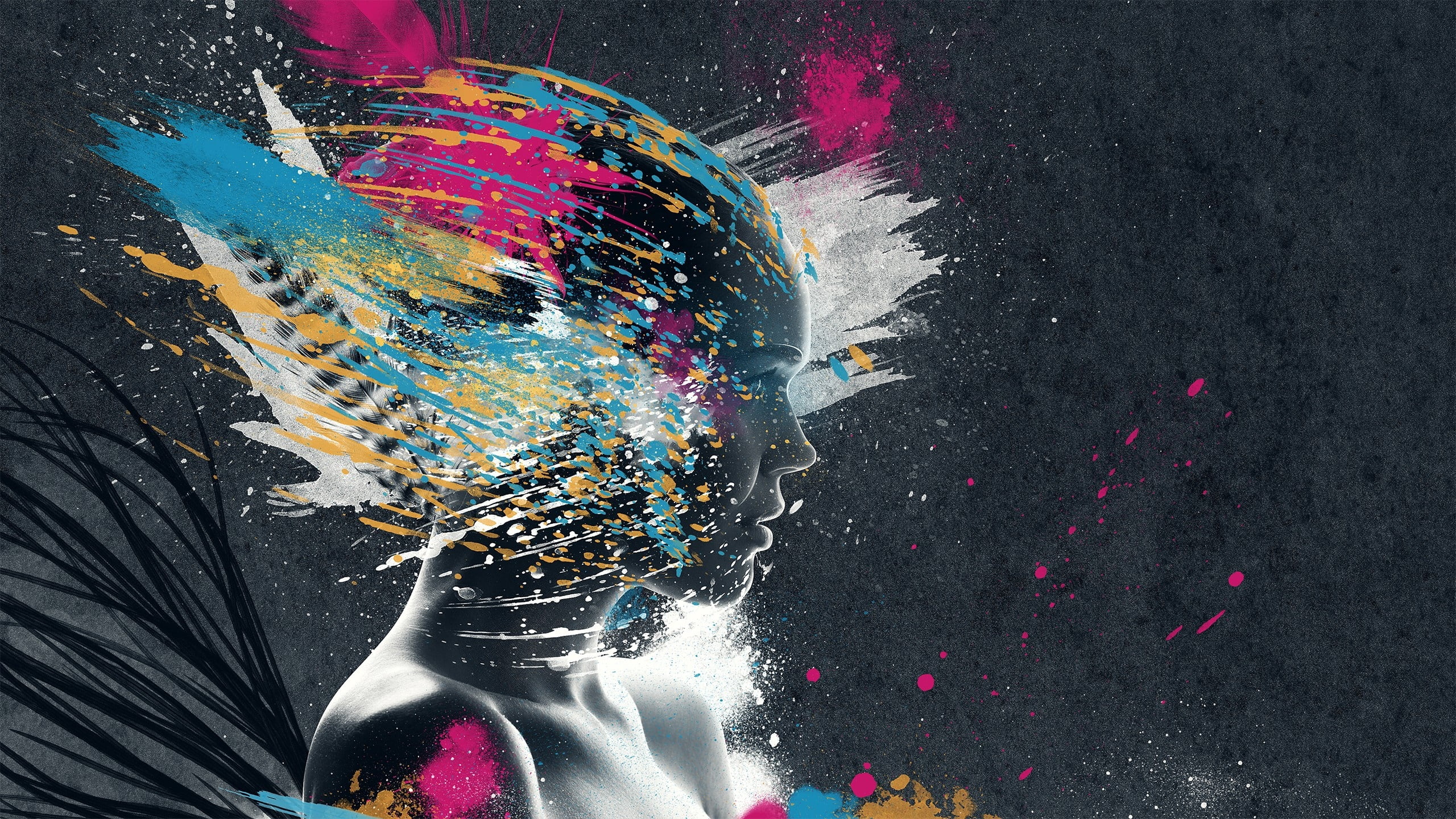 backgrounds, motion, splashing, abstract, spray, art and craft, water, females, multi Colored, one Person, close-up, creativity, woman, outdoors, s, face, HD Wallpaper