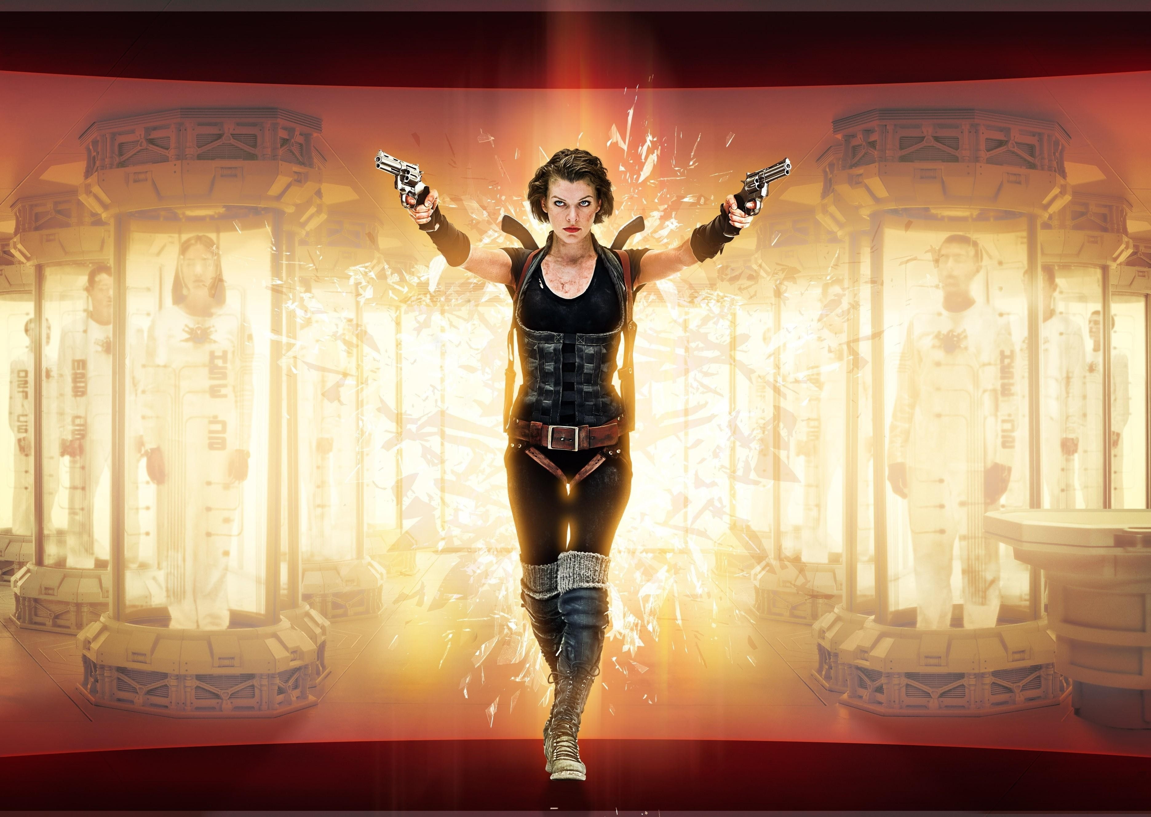 movies, artwork, video, actress, hd, evil, games, live, afterlife, horror, action, art, milla, jovovich, 2K, resident, HD Wallpaper