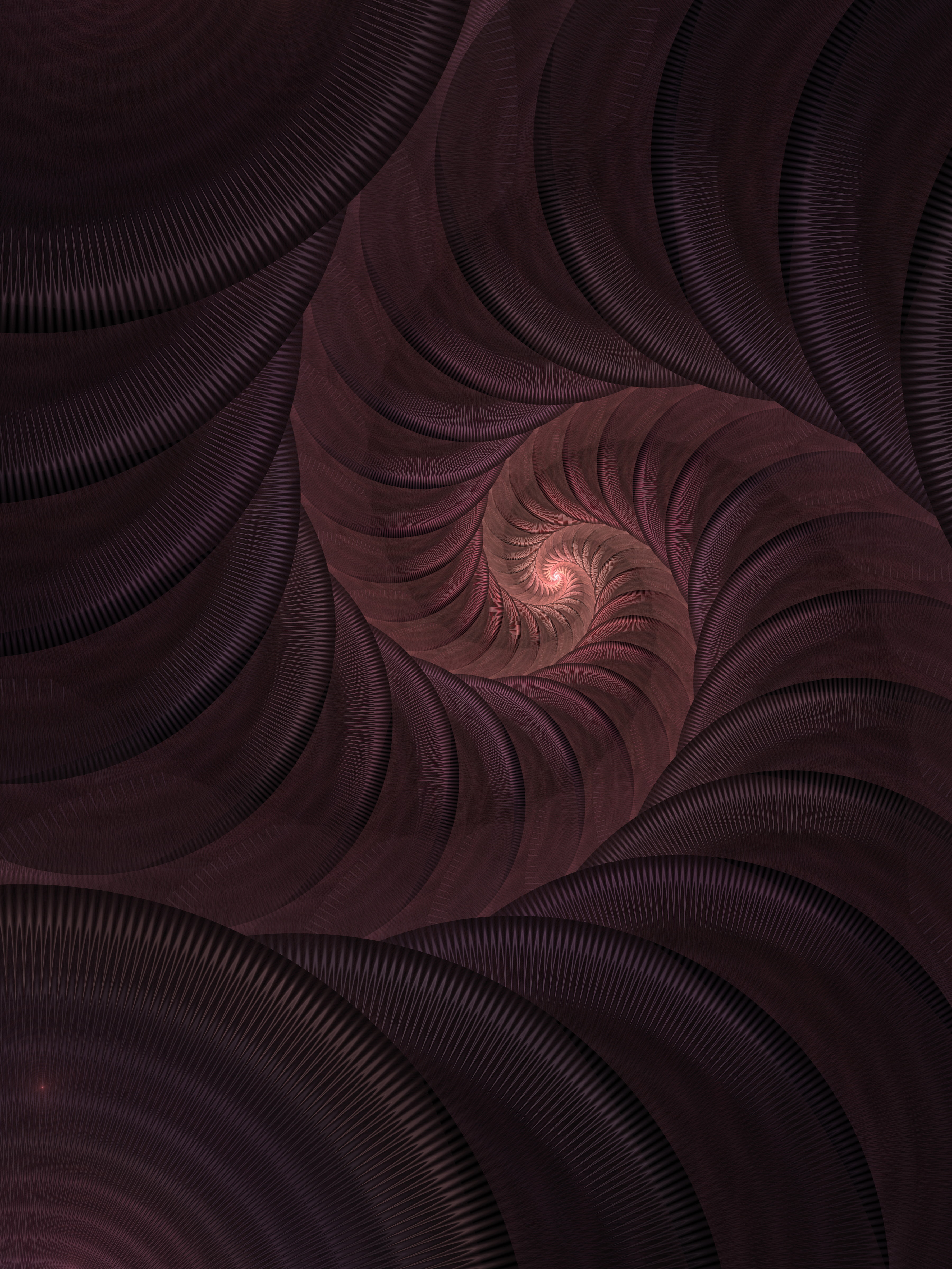 abstract backgrounds, curve, leather, striped, Dark, full frame, textured, no people, geometric shape, science, indoors, swirl, shape, 4K, Fractal art, Phone HD Wallpaper