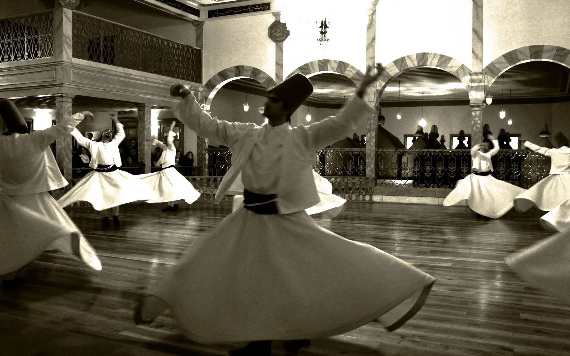 crowd, flooring, leisure activity, dance floor, real people, motion, group of people, ballet, skill, adult, dancing, turkish mevlana whirling dervishes konya, HD Wallpaper