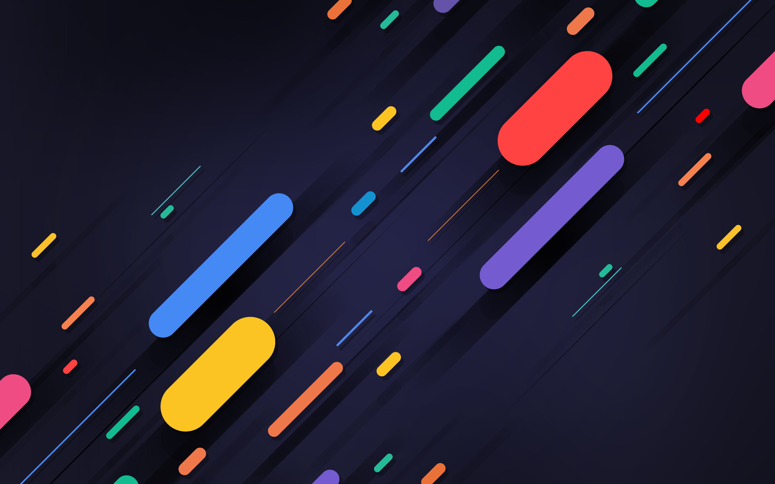 Dark background, Shapes, Colorful, Multicolor, 2K, HD Wallpaper