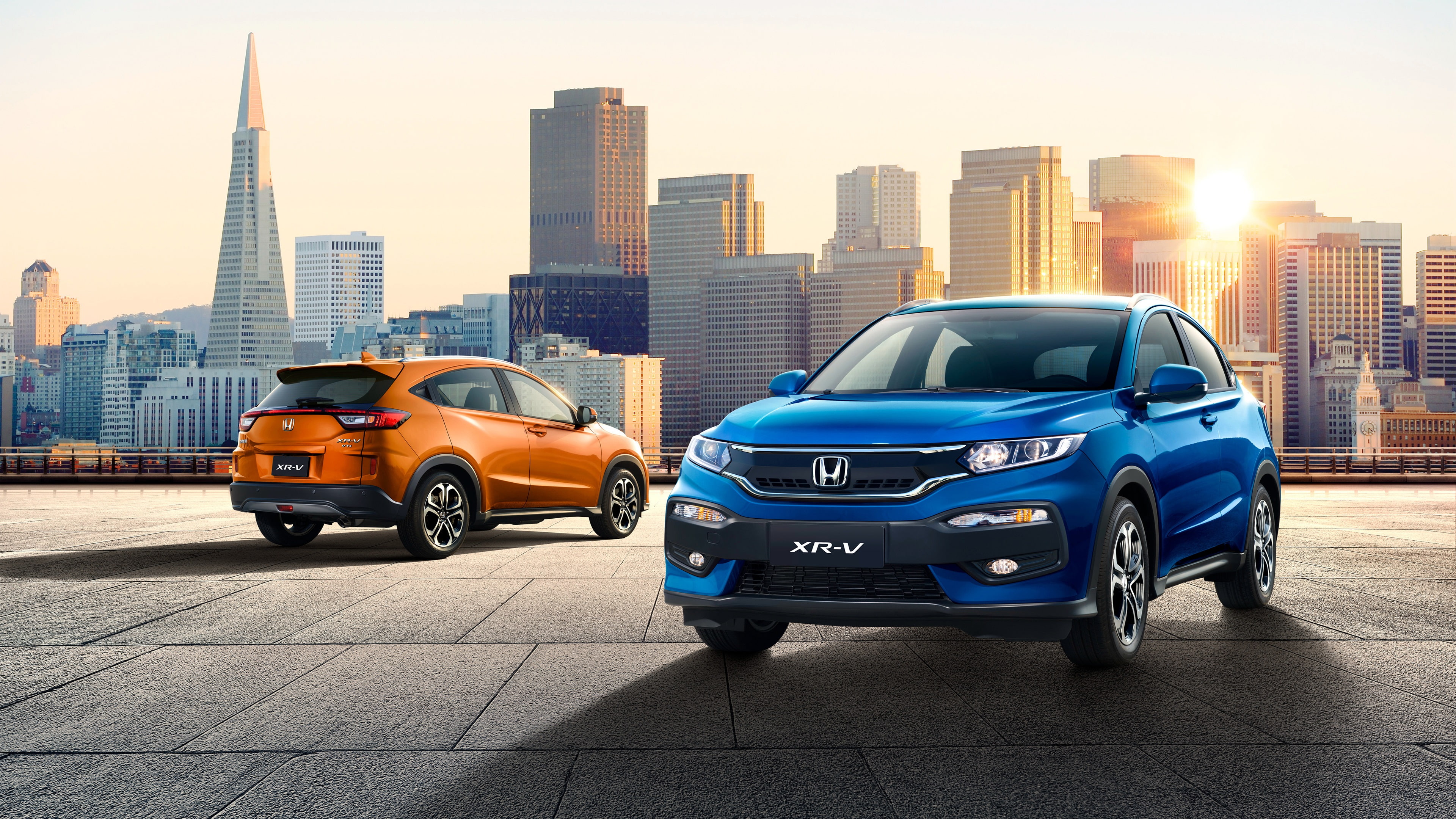 V, 4K, XR, Orange, Car, Blue, Honda, SUV, HD Wallpaper