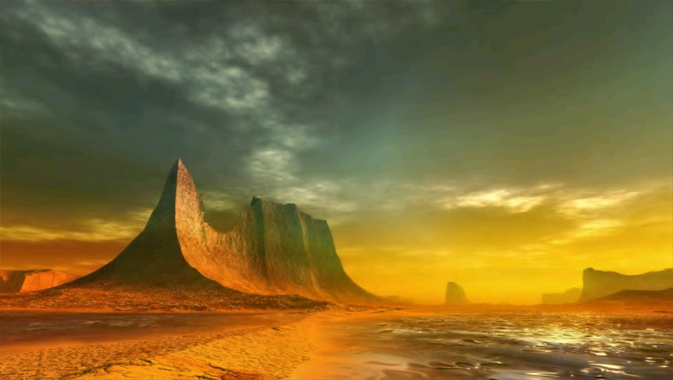 sky, tranquil scene, tranquility, scenics - nature, idyllic, power in nature, sunset, orange color, ominous, rock, cloud - sky, nature, fantasy art, Bejeweled, HD Wallpaper