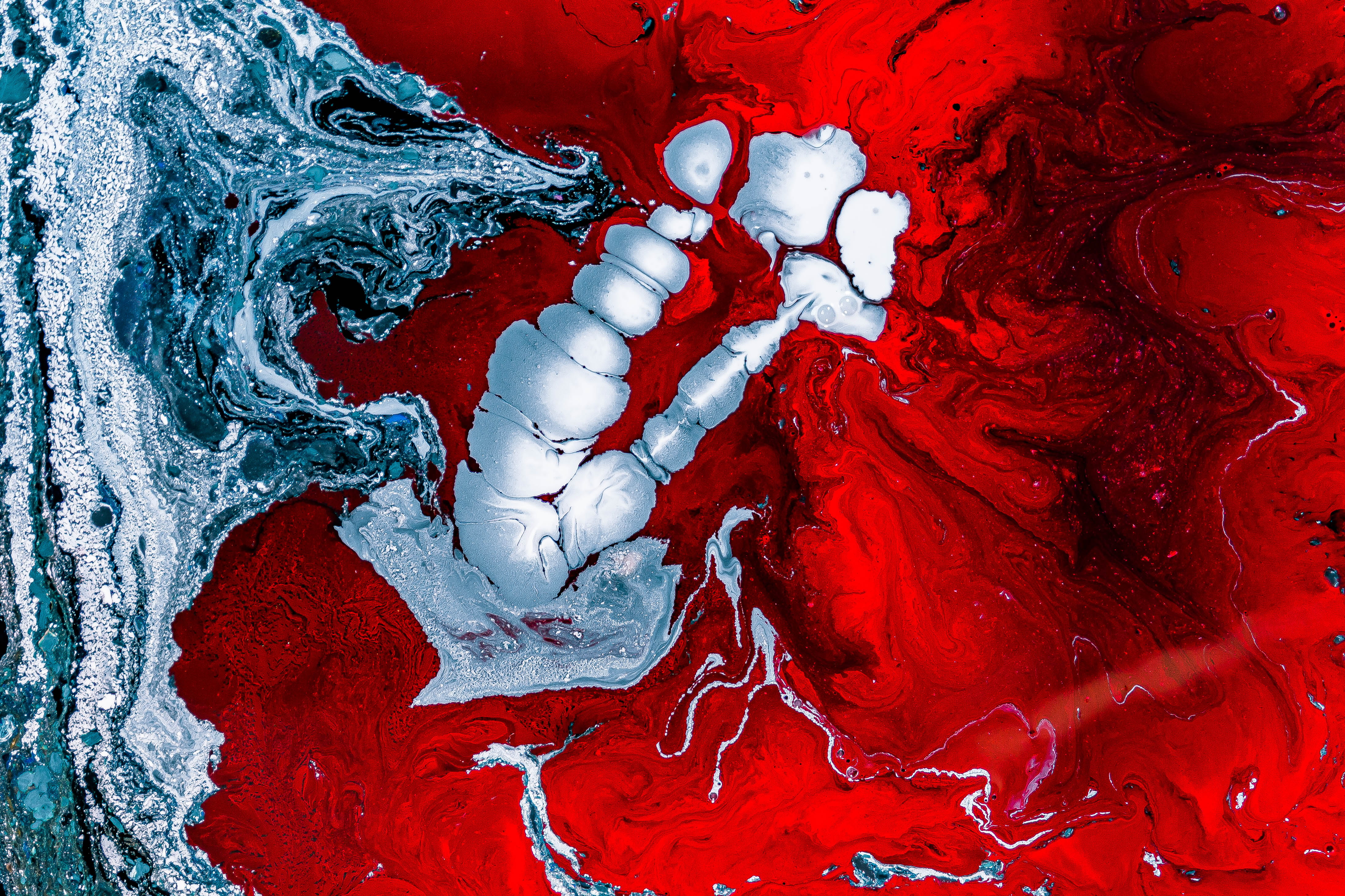 vibrant color, painting, pattern, art and craft, Order, Caos, nature, texture, red, white, multicolored, water, IV, abstract, backgrounds, blood, macro, HD Wallpaper