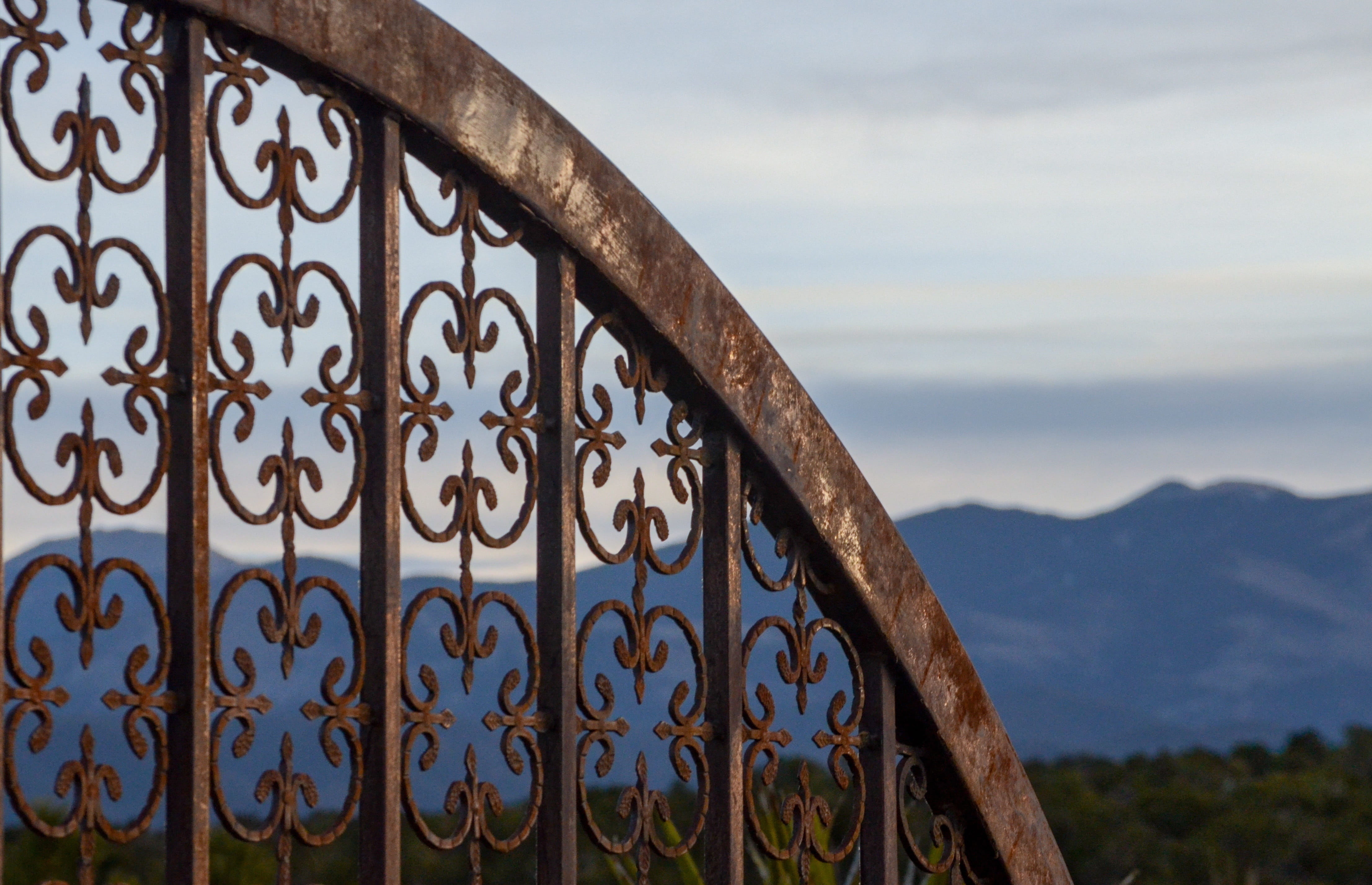 outdoors, day, protection, no people, ornate, travel, landscape, railing, focus on foreground, architecture, cloud - sky, safety, wrought iron, metal, design, HD Wallpaper