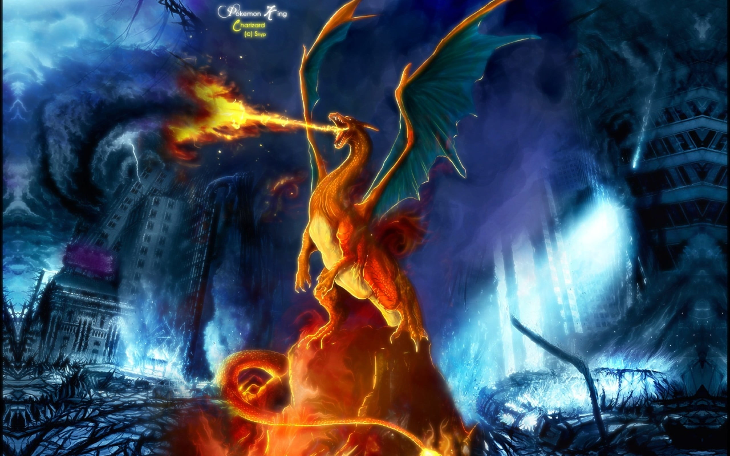 no people, water, abstract, blurred motion, 2K, architecture, video games, long exposure, illustration, Charizard, night, power in nature, outdoors, orange, HD Wallpaper