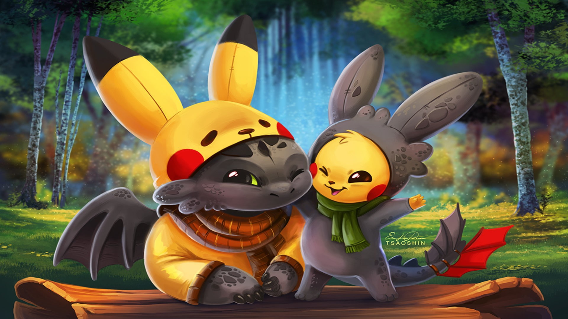 1080P, Pokemon, Pikashu, cosplay, manga, cute, game, anime, crossover, cartoon, kawaii, animated movie, animatd film, How to Train Your Dragon, HD Wallpaper