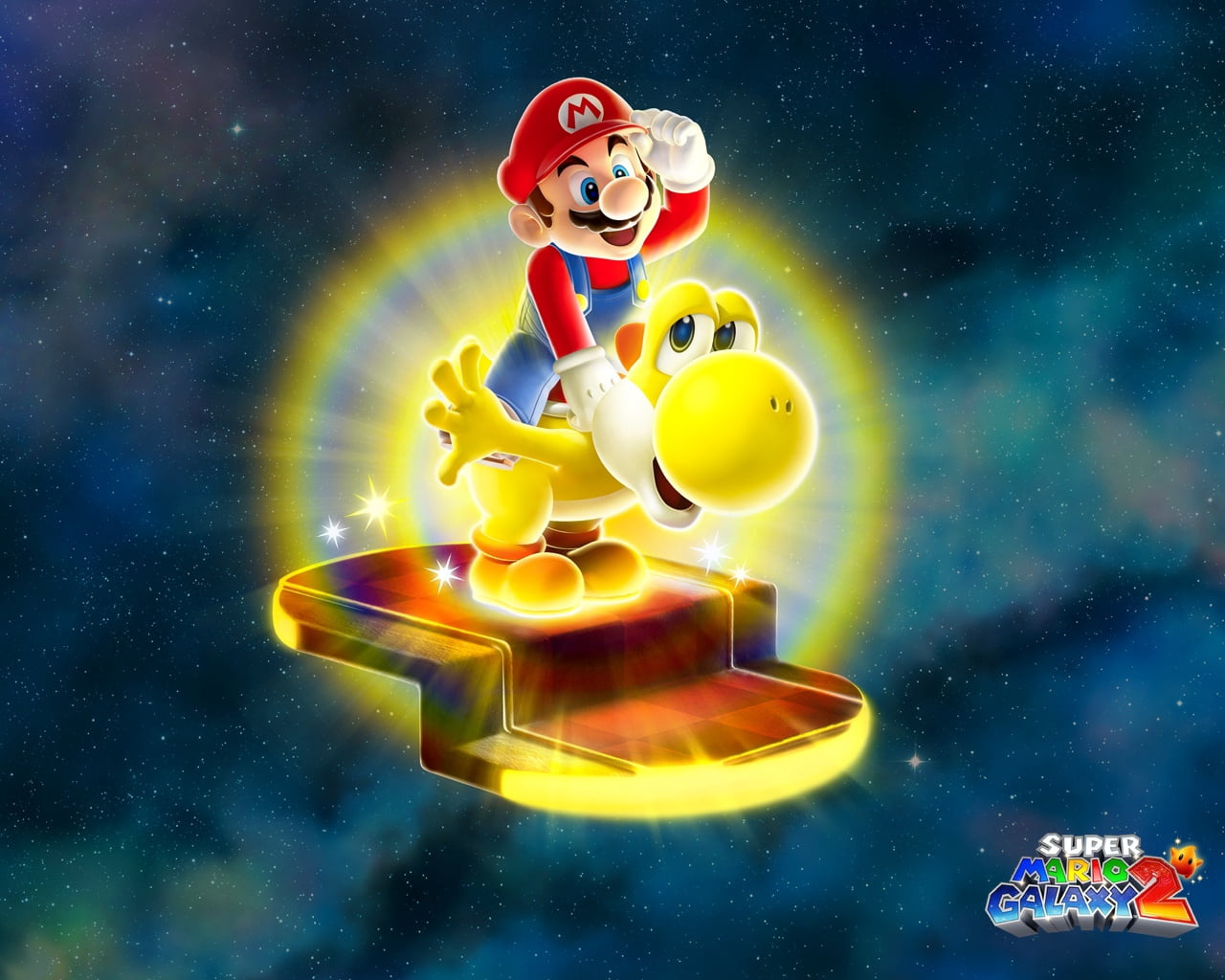 childhood, planet - space, super mario galaxy, happiness, poster, people, men, 720P, christmas, animal, blue, small, night, yoshi, cheerful, backgrounds, HD Wallpaper