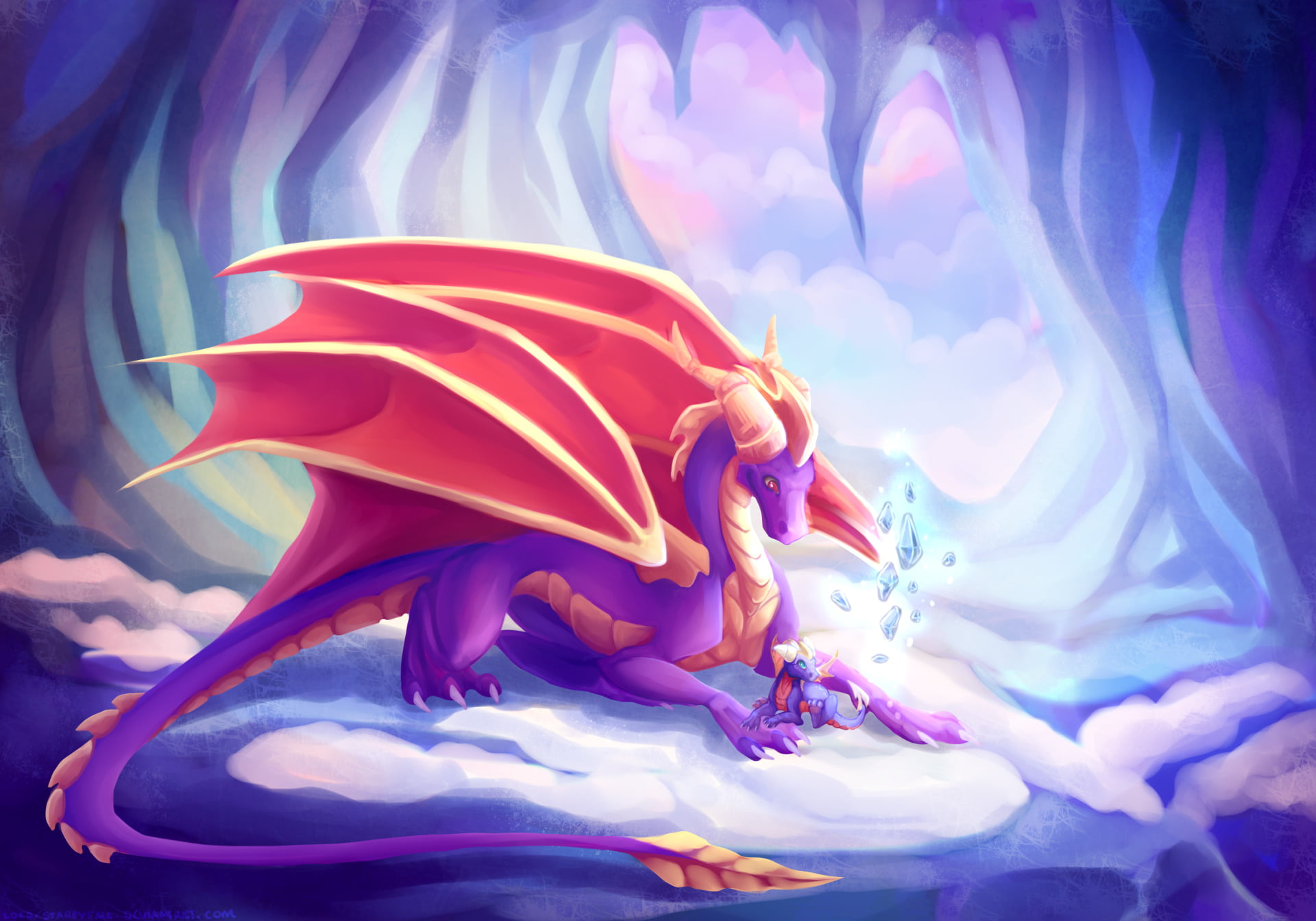 Spyro (Character), sea, close-up, water, multi colored, beauty in nature, Spyro the Dragon, art and craft, 1080P, no people, indoors, motion, day, marine, HD Wallpaper