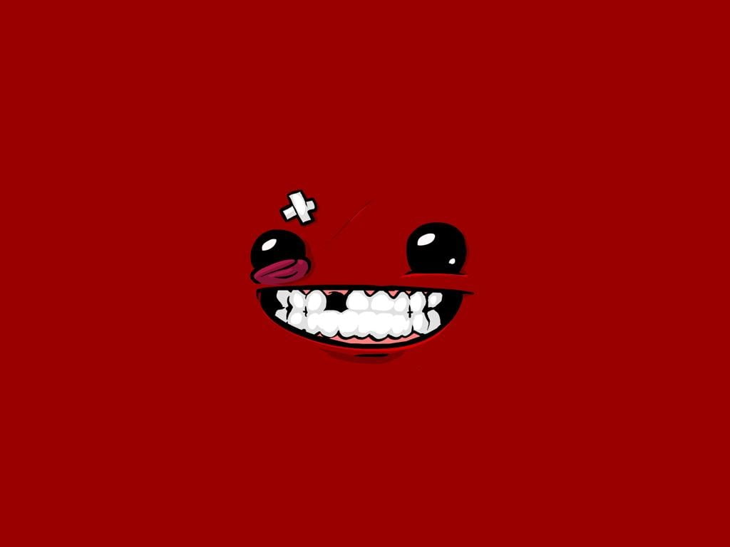 heart shape, single object, video games, anthropomorphic smiley face, jewelry, indoors, close-up, 480P, teeth, creativity, white, Super Meat Boy, copy space, HD Wallpaper