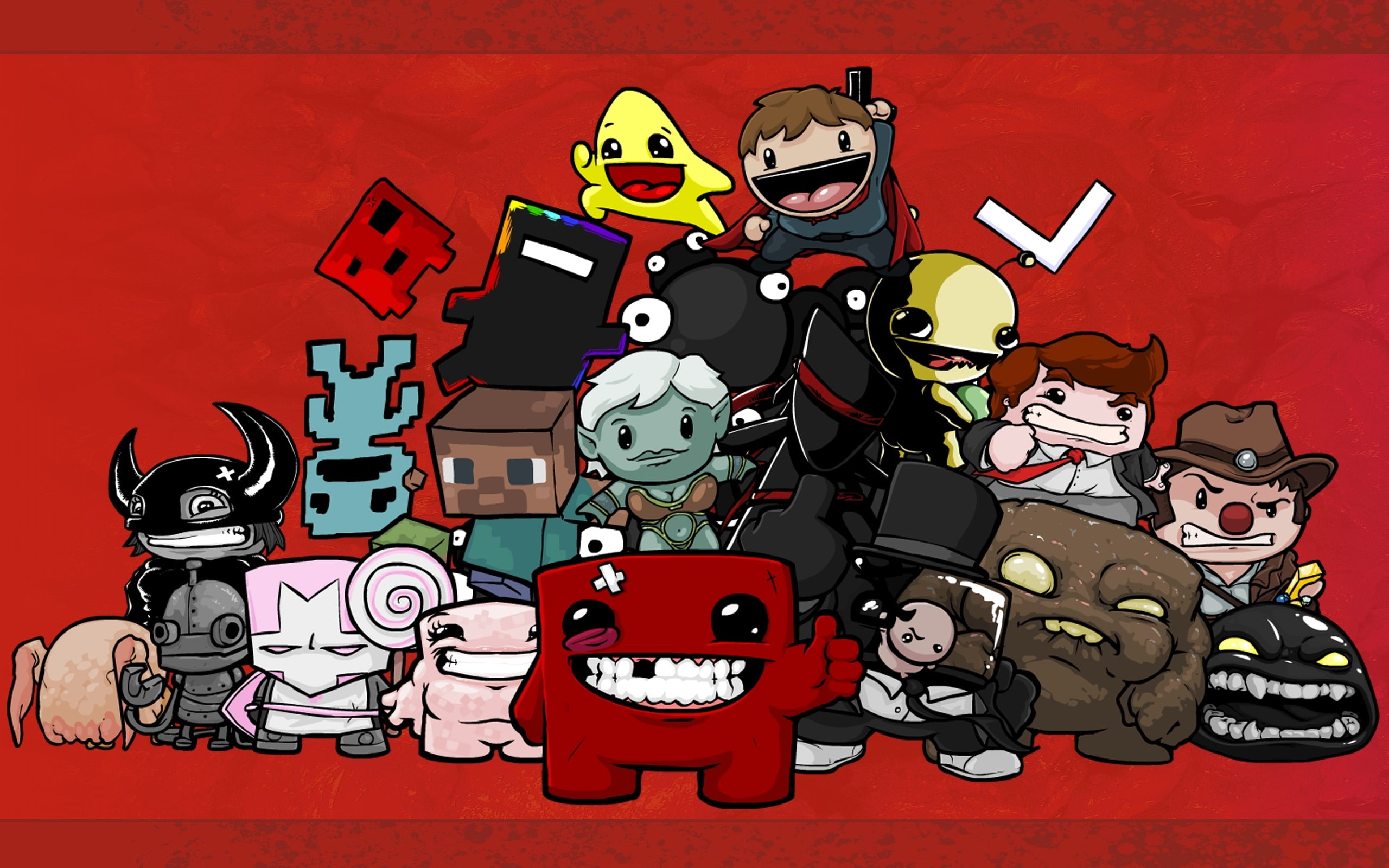 celebration, mammal, Smile, sign, Super meat boy, red, people, large group of objects, Look, event, human body part, outdoors, halloween, food and drink, HD Wallpaper