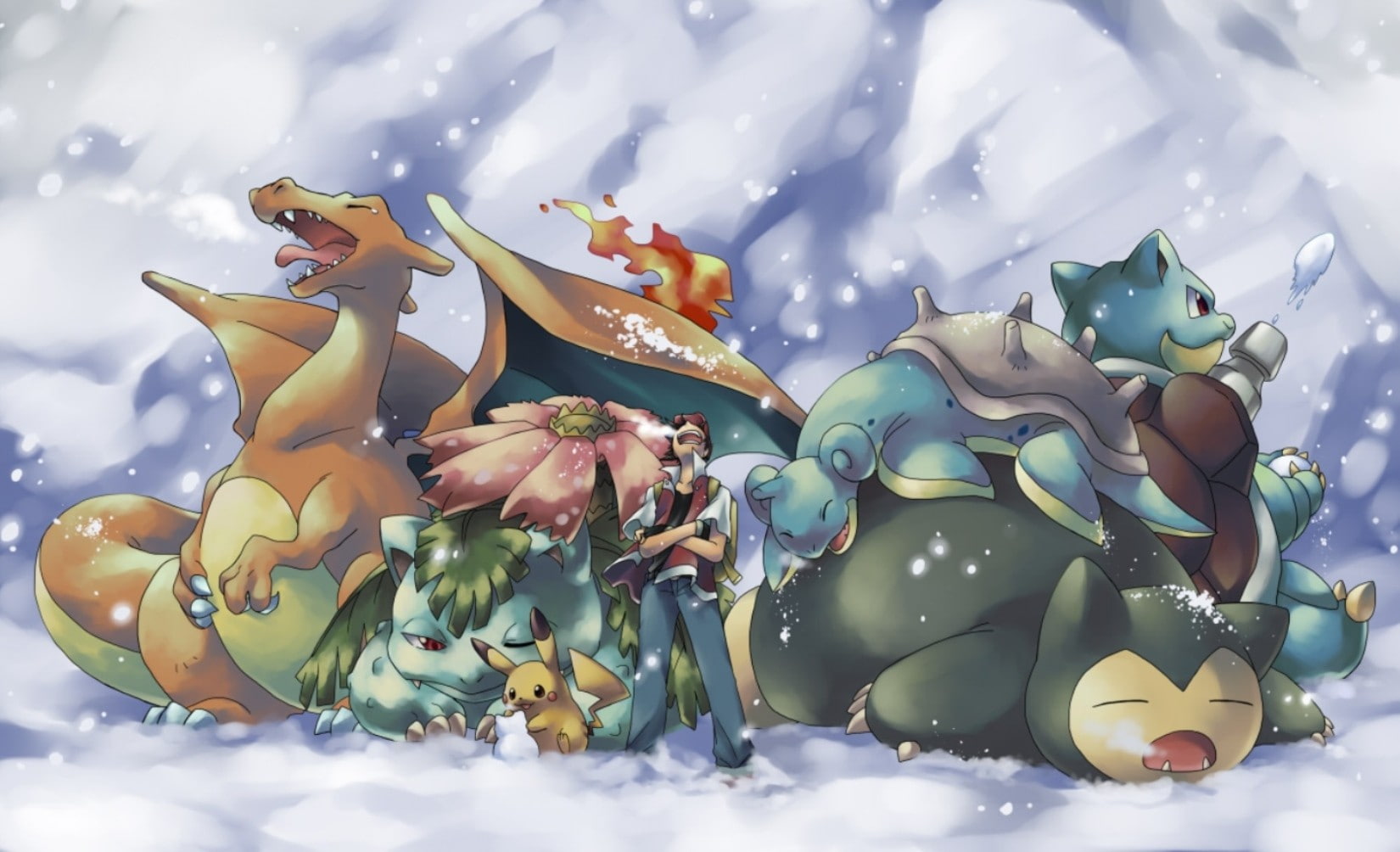 Pokémon trainers, Charizard, Red (character), Pokémon, 720P, HD Wallpaper
