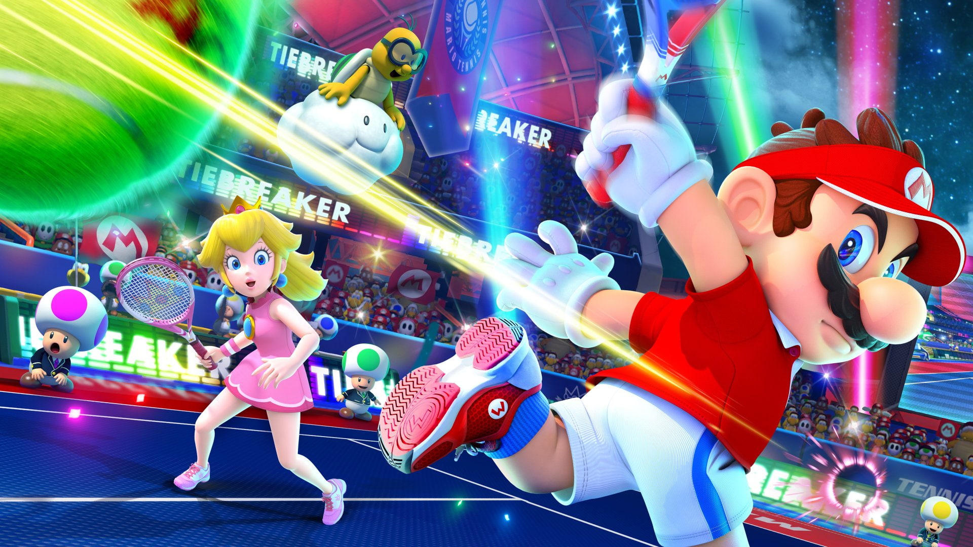 Mario, Video Game, 1080P, Toad (Mario), Princess Peach, Mario Tennis Aces, Lakitu, HD Wallpaper
