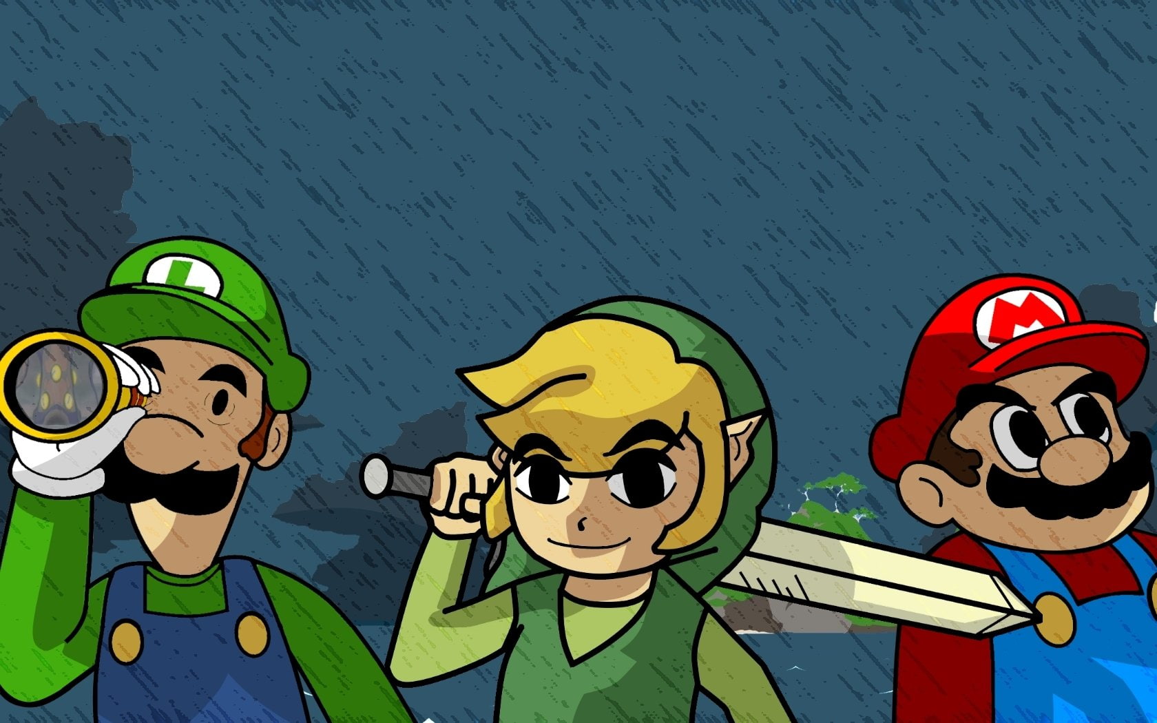 Video Game, Luigi, Link, The Legend of Zelda: The Wind Waker, The Legend of Zelda, Super Mario Bros., Mario, 720P, Crossover, Nintendo, HD Wallpaper