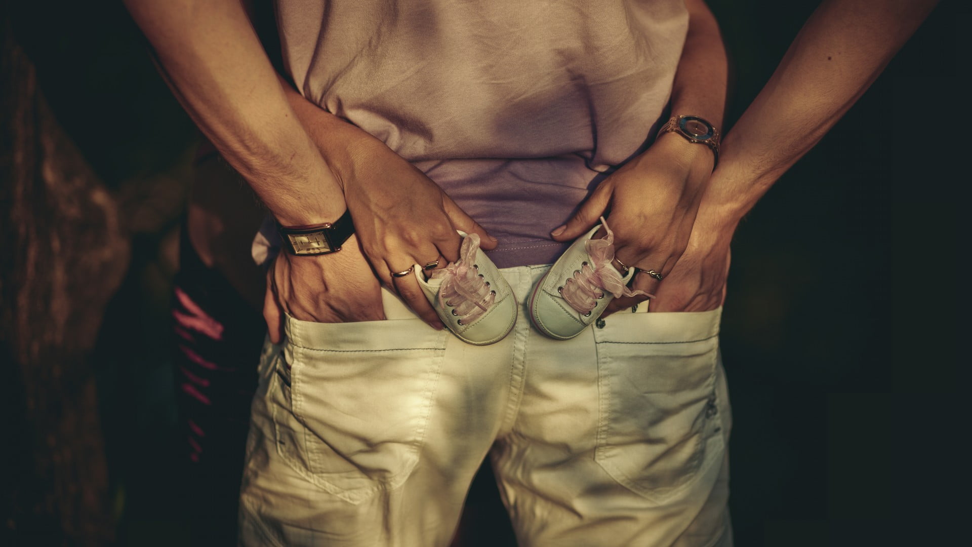 casual clothing, wedding ring, standing, hand, rear view, midsection, finance, body part, lifestyles, tattoo, indoors, couple, finger, khaki, close-up, HD Wallpaper