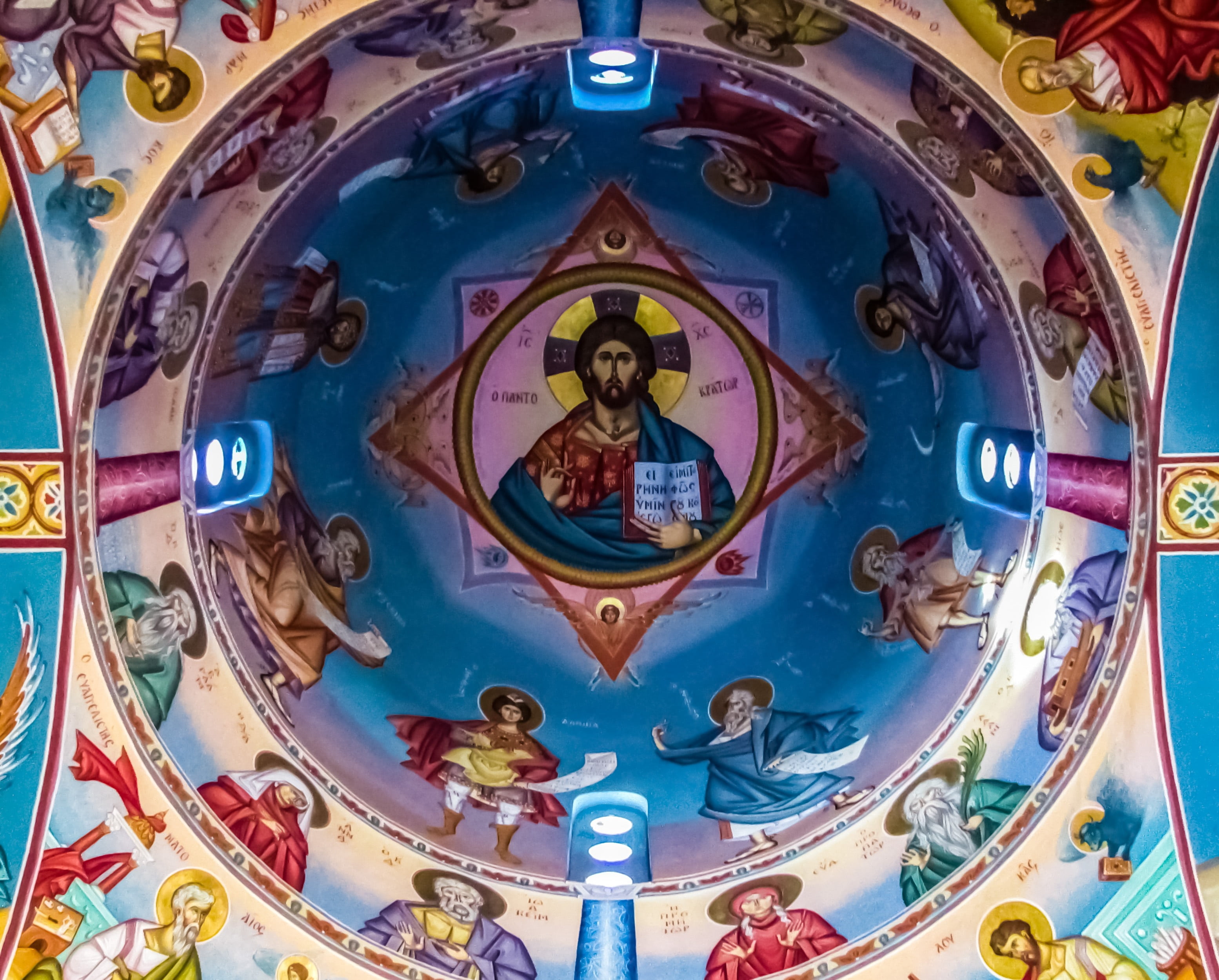 religion, jesus christ, place of worship, architecture, art and craft, church, multi colored, mural, indoors, iconography, representation, pantocrator, HD Wallpaper