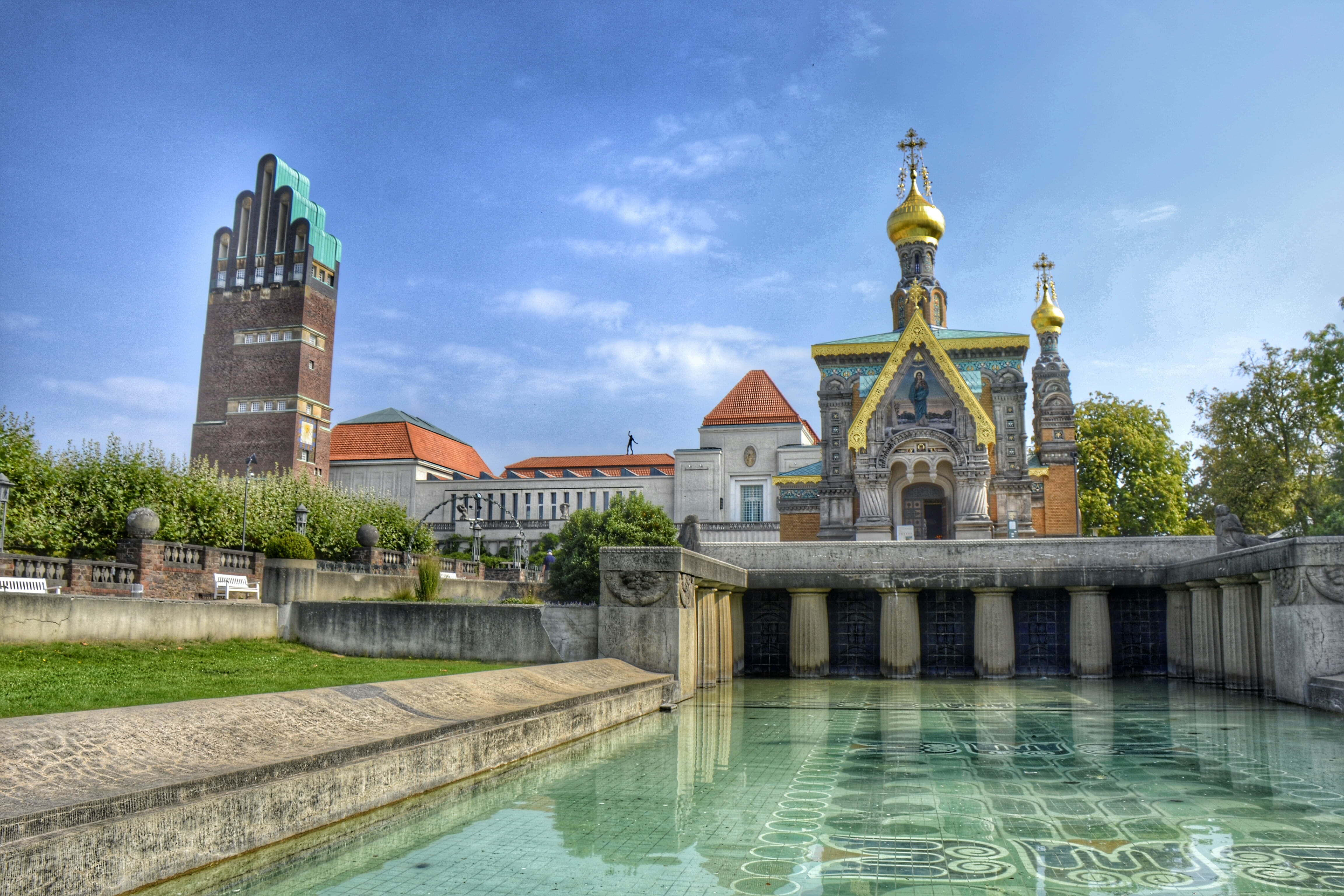 water, building exterior, city, built structure, gray, church, no people, tower, chapel, architecture, germany map, belief, 4K, art nouveau, landmark, HD Wallpaper