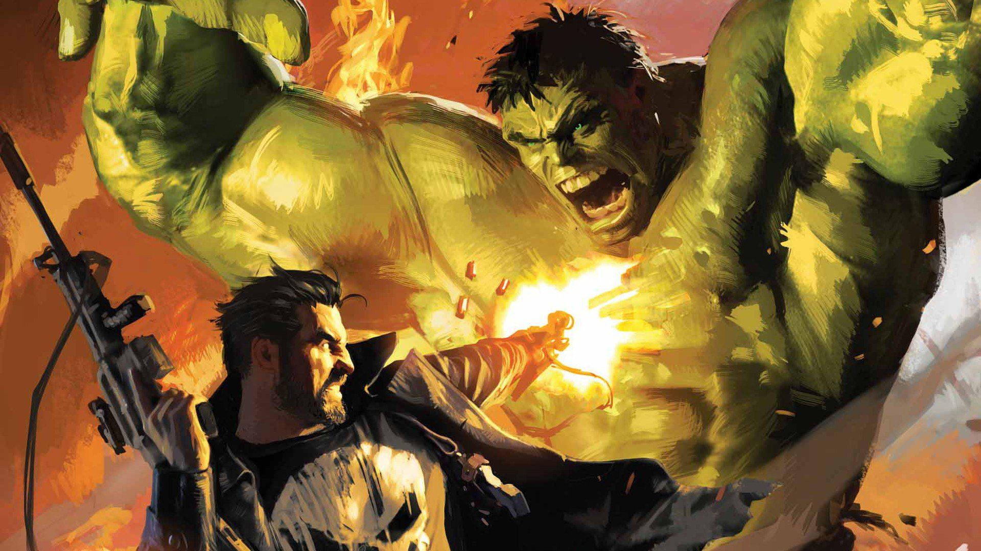 incredible, punisher, comic, marvel, artwork, character, 1080P, painting, pictures, desktop, hulk, comics, vs, HD Wallpaper