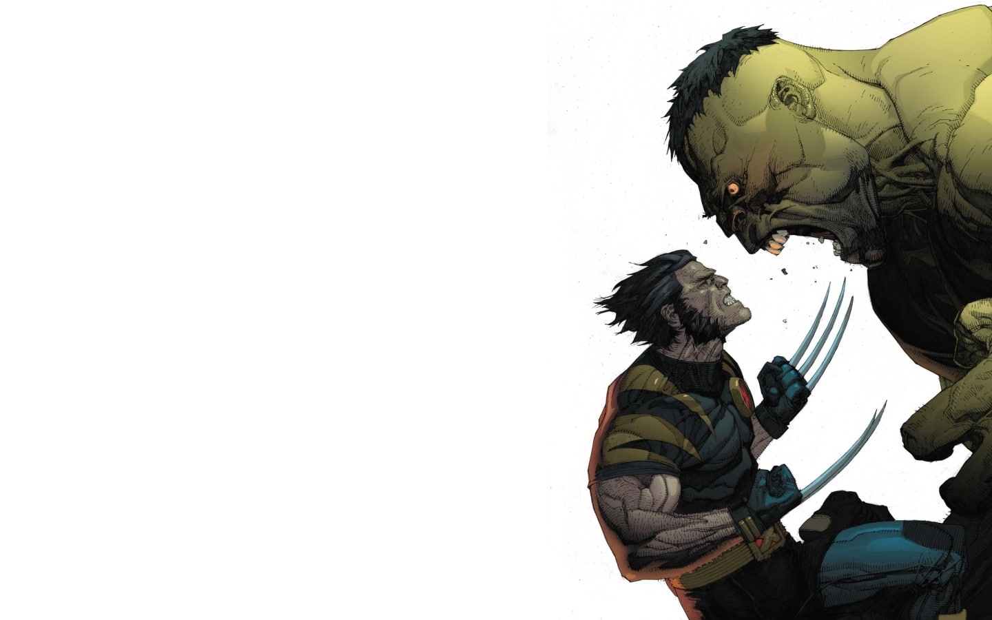 cartoon/comic, 720P, hd, white, wolverine, the, incredible, hulk, illustration, HD Wallpaper