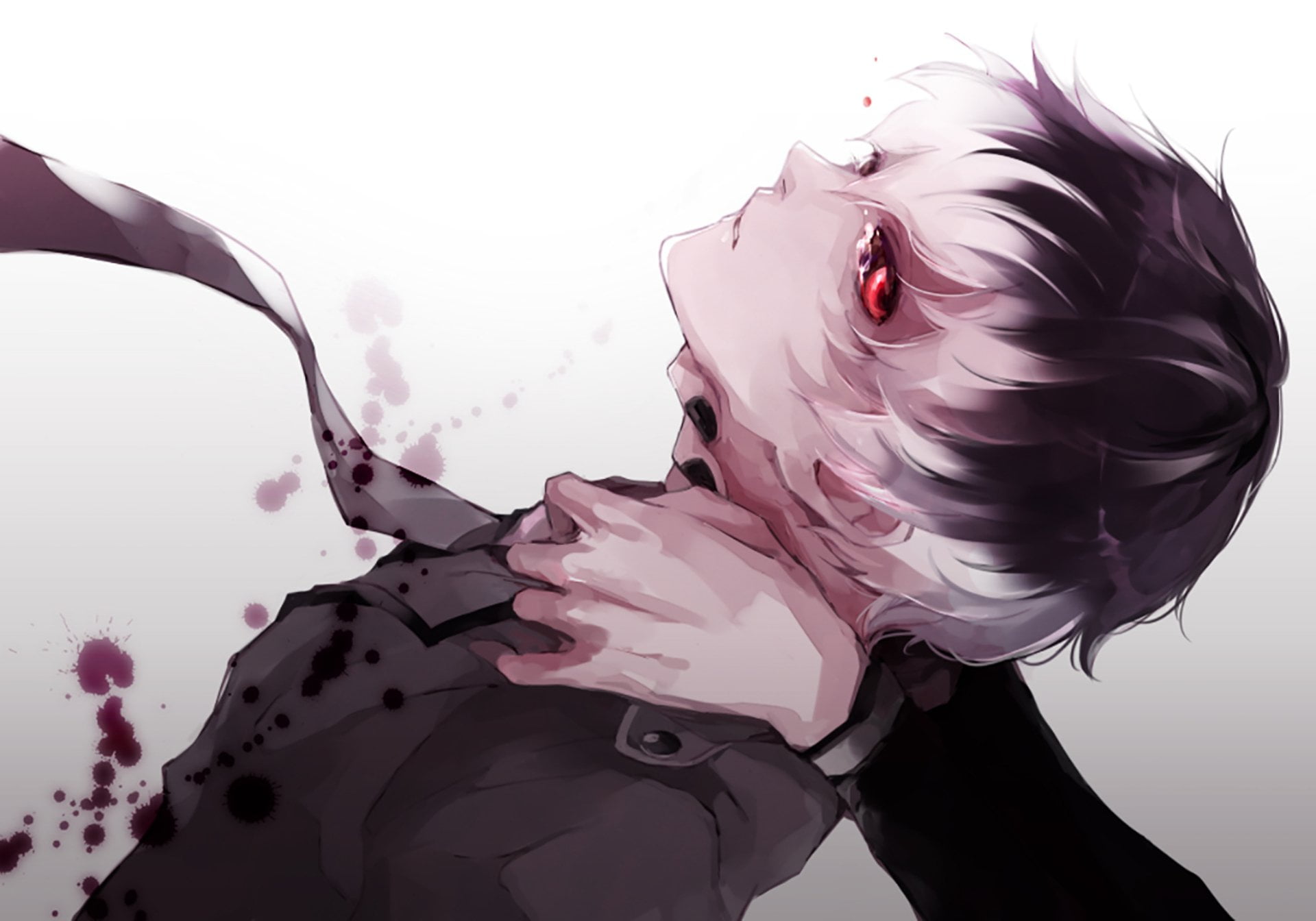 Tie, obscured face, Close-Up, white background, Haise Sasaki, Tokyo Ghoul:re, 1080P, fashion, nature, male, leisure activity, clothing, real people, young women, HD Wallpaper