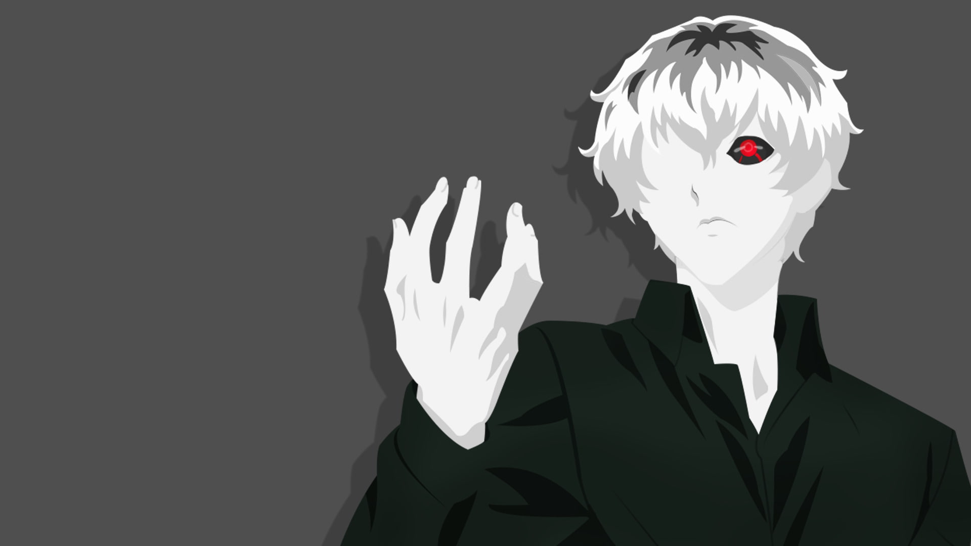 Boy, White Hair, male, Two-Toned Hair, Tokyo Ghoul:re, Red Eyes, Grey Hair, Tokyo Ghoul, Minimalist, Anime, character, Ken Kaneki, Haise Sasaki, 1080P, HD Wallpaper