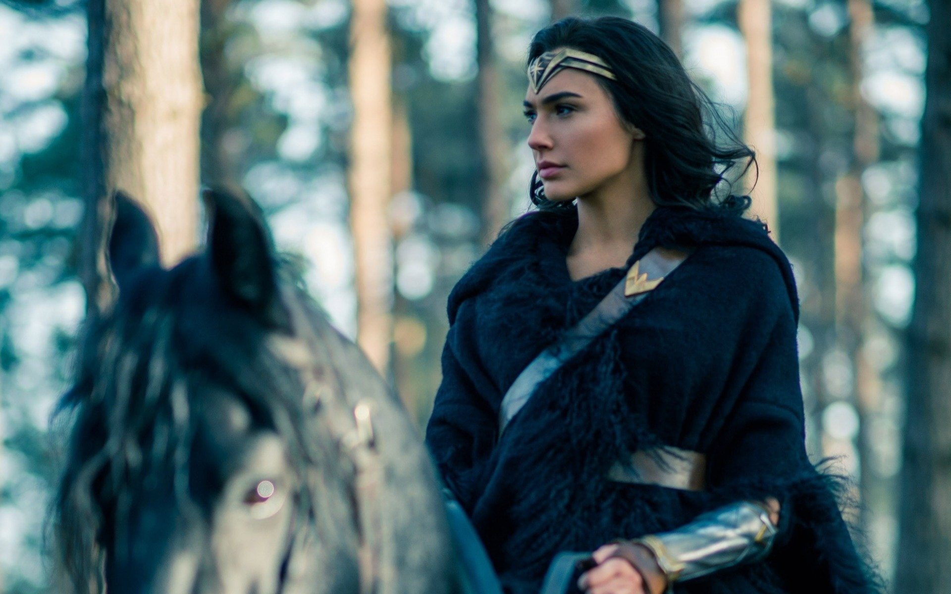 tree, long hair, focus on foreground, emotion, hairstyle, clothing, people, 1080P, adult, women, hair, Gal Gadot, young adult, outdoors, contemplation, HD Wallpaper