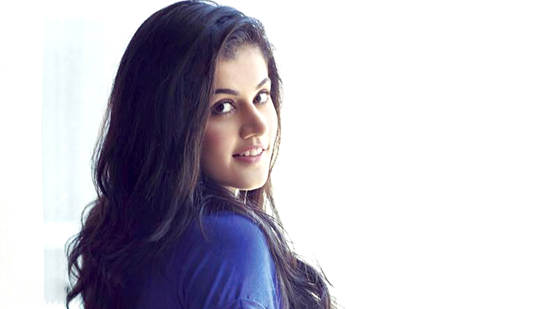 smiling, beautiful woman, taapsee, sweet, one person, young adult, 1080P, copy space, indoors, headshot, hairstyle, portrait, new, black hair, long hair, HD Wallpaper