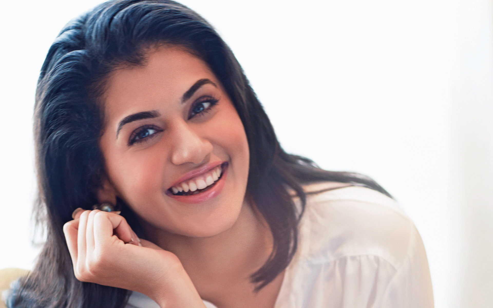 human face, Actress, Taapsee, hair, young women, beautiful woman, 1080P, copy space, long hair, portrait, hairstyle, women, one person, happiness, body part, HD Wallpaper