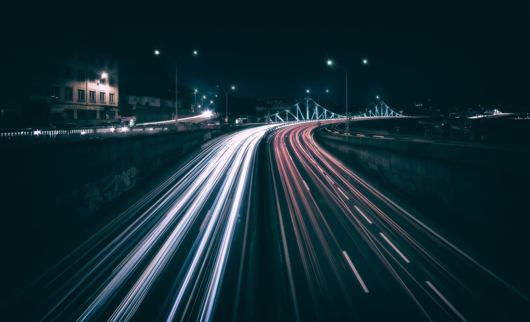 road, 1080P, traffic, long exposure, dark, HD Wallpaper