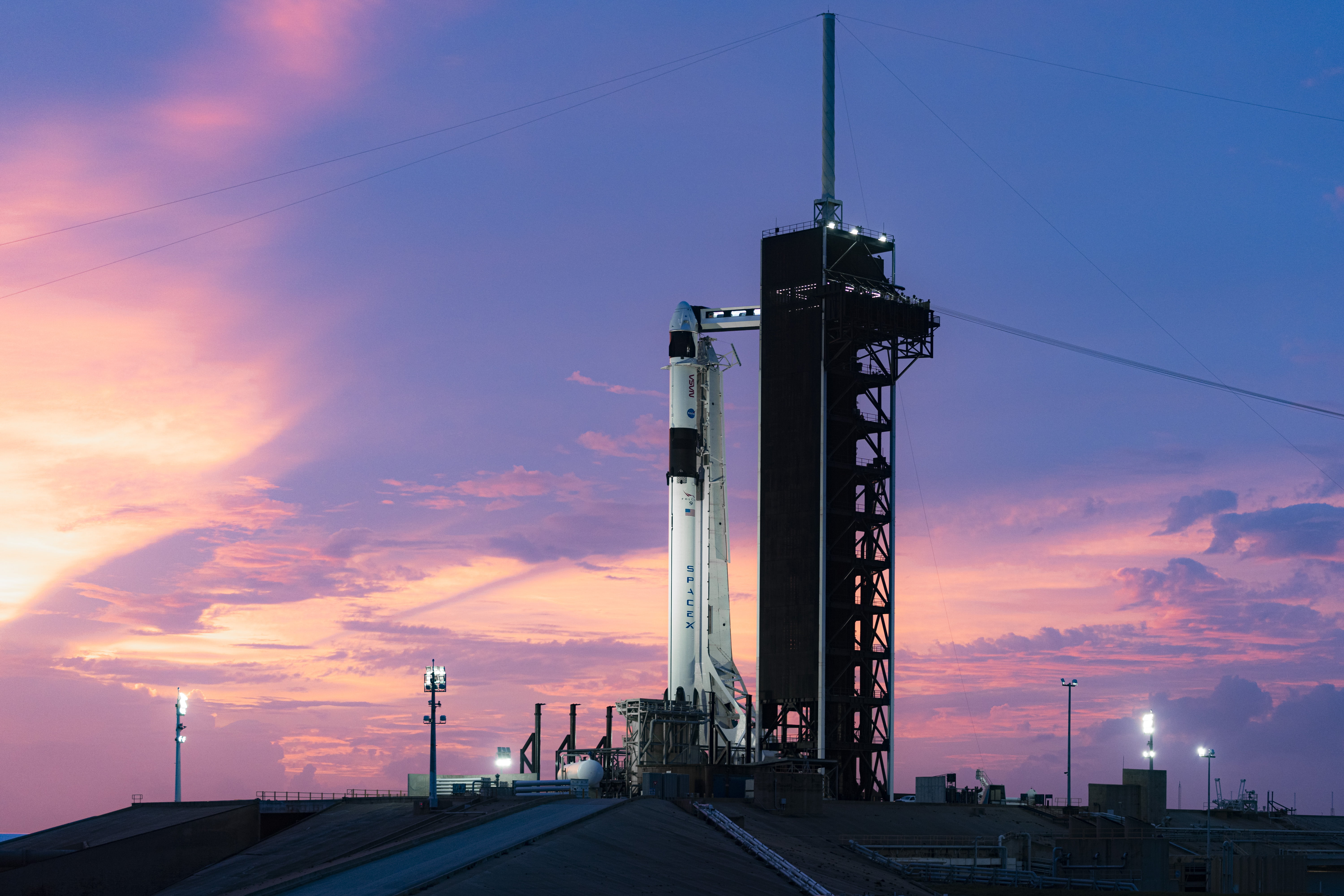 spaceship, rocket launchers, Falcon 9, sky, 5K, NASA, clouds, SpaceX, HD Wallpaper