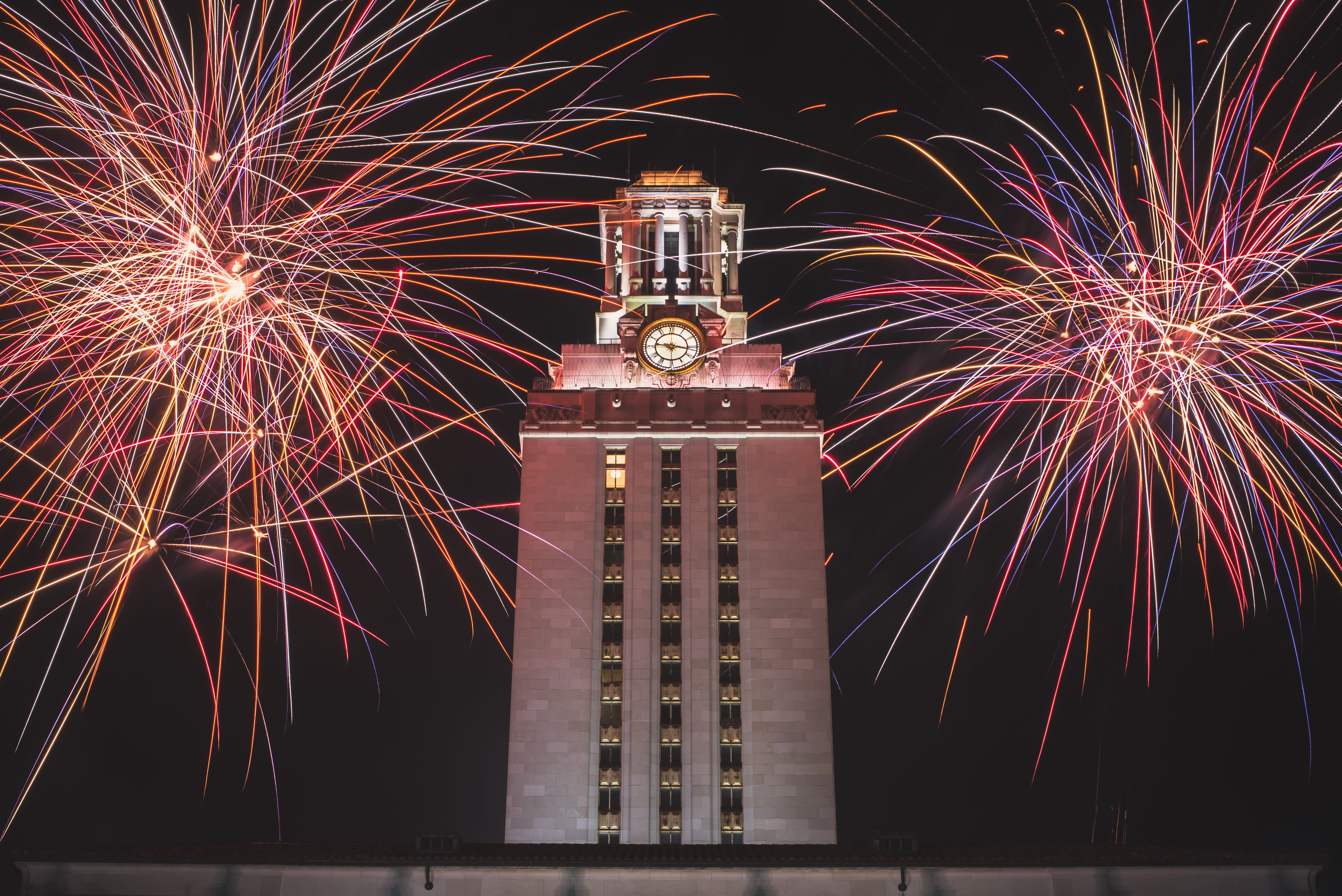 building exterior, architecture, built structure, light, tower, sky, night, 5K, longexposure, lighttrails, glowing, no people, city, fireworks, travel destinations, HD Wallpaper
